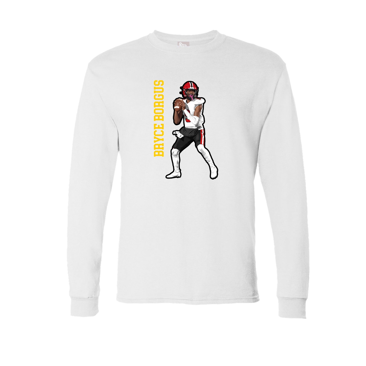 Long Sleeve Tee — Name Vertical in White