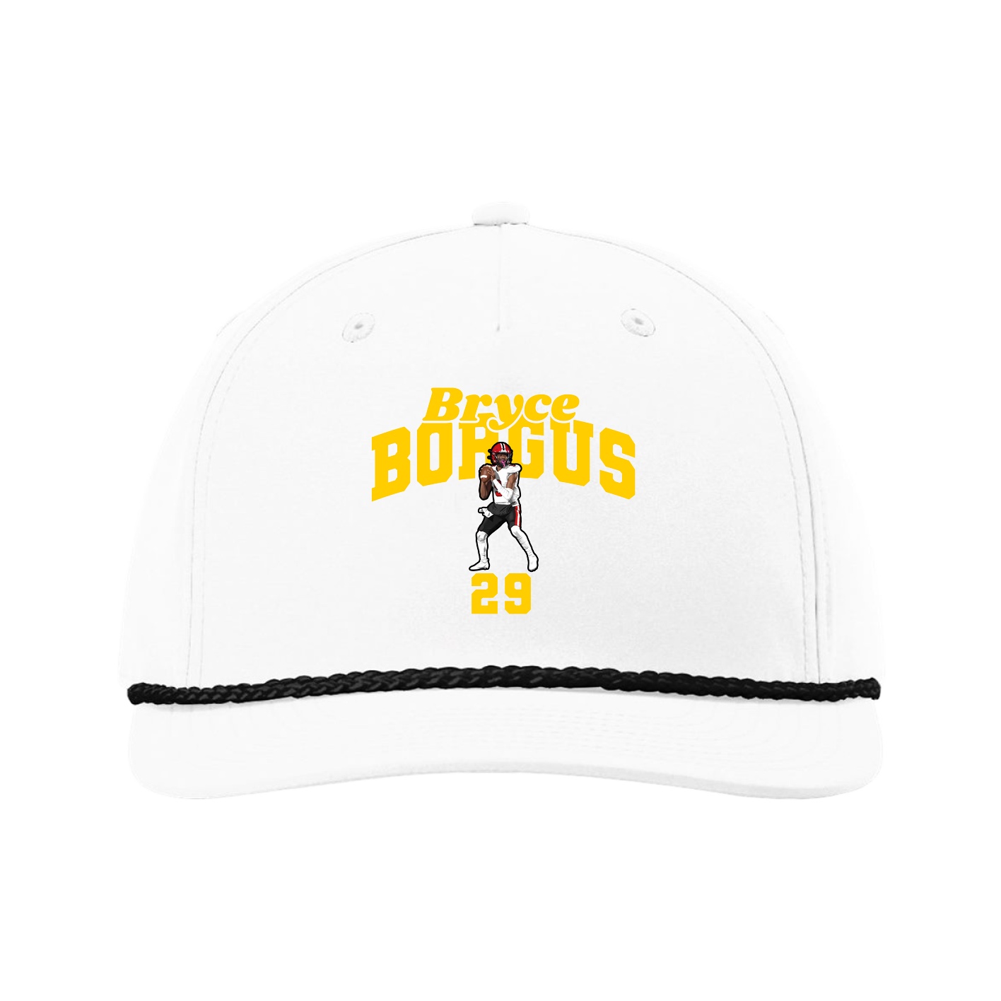 Five-Panel Classic Rope Cap — Signature Arch in White