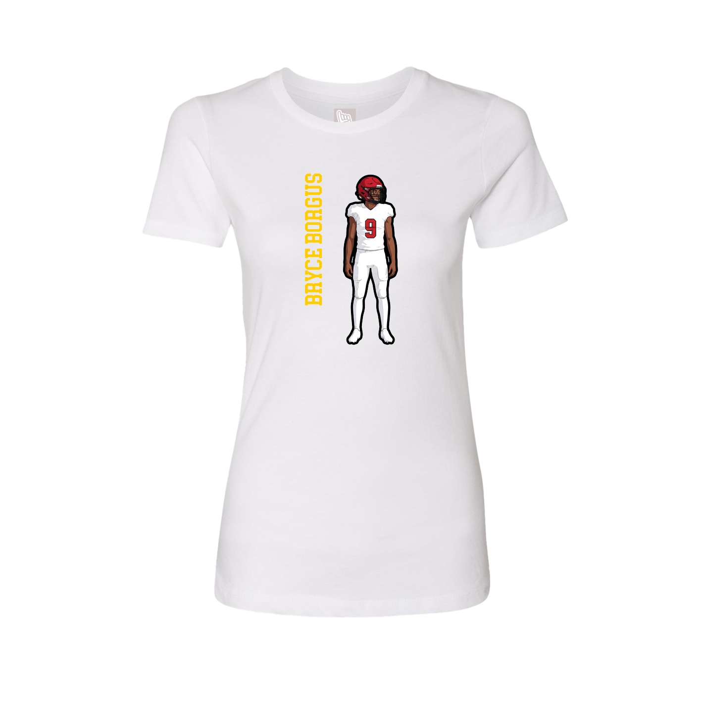 Fitted Women's Tee — Name Vertical in White