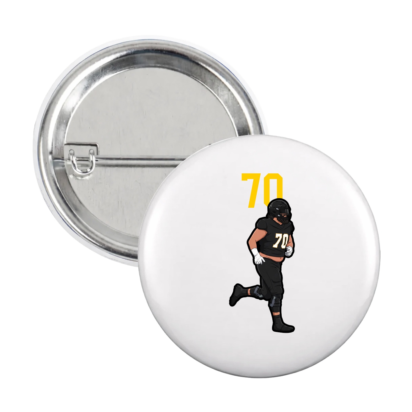 Game Day Button — Number Top in White