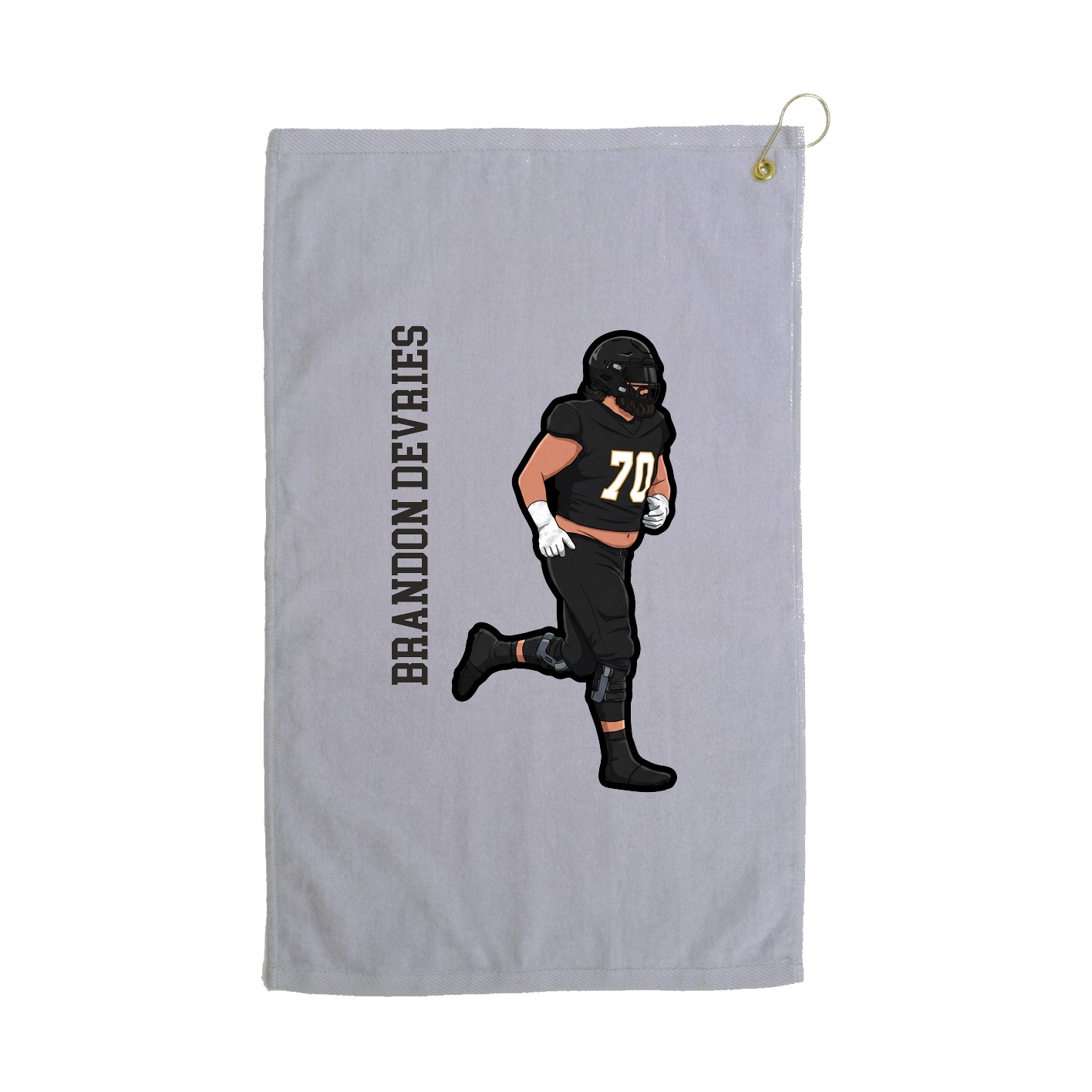Golf Towel — Name Vertical in Grey