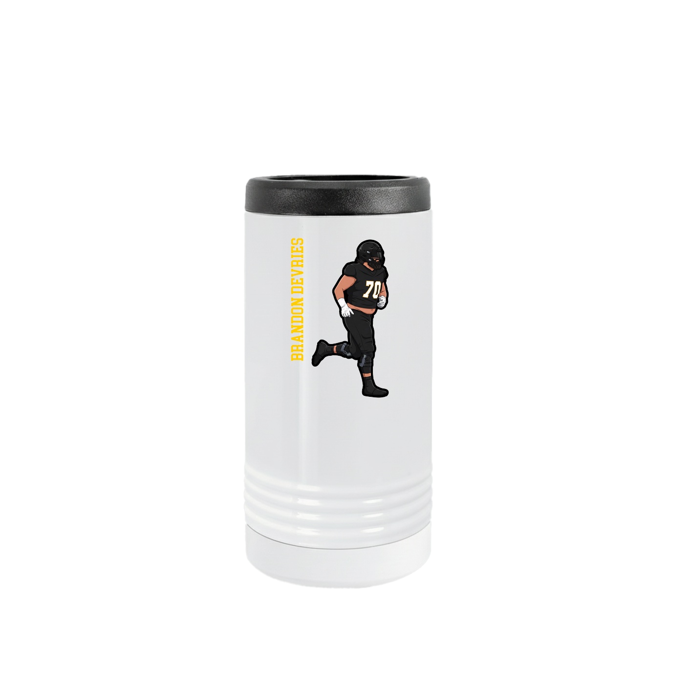 Slim Beverage Holder — Name Vertical in White