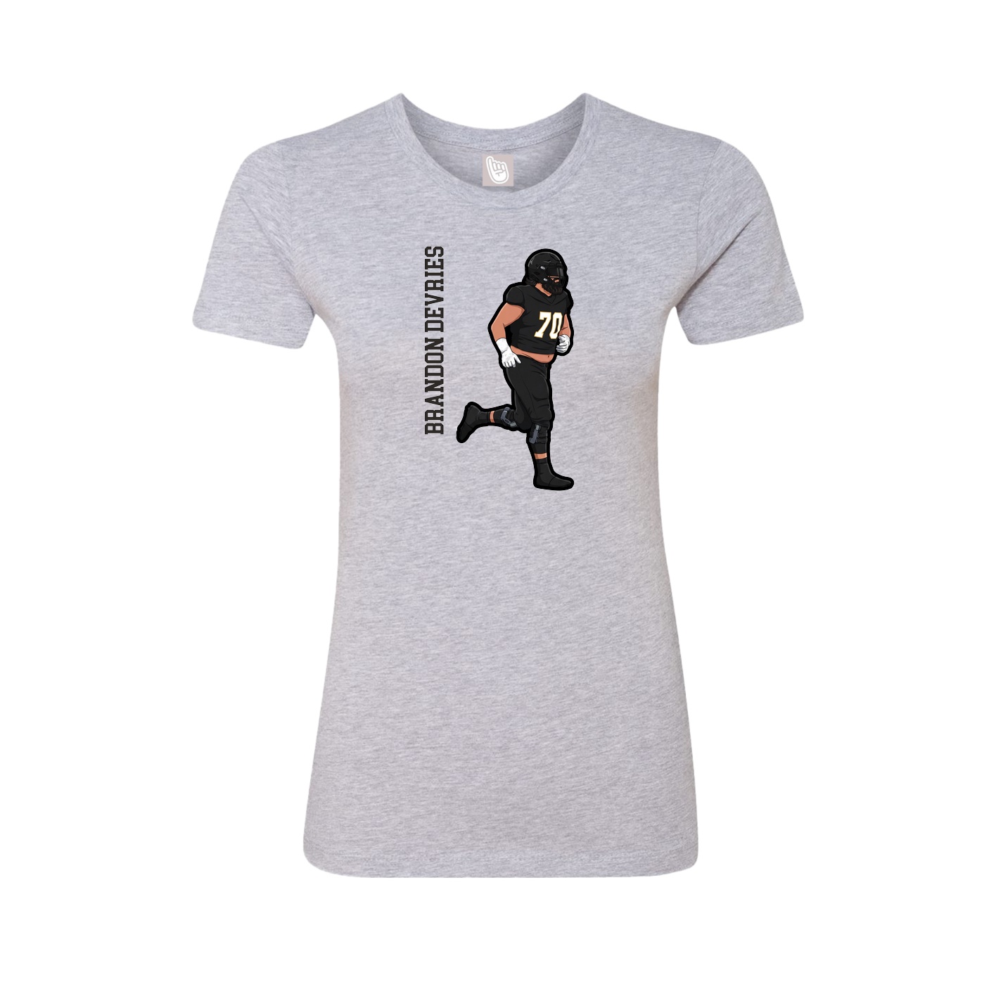 Fitted Women's Tee — Name Vertical in Grey