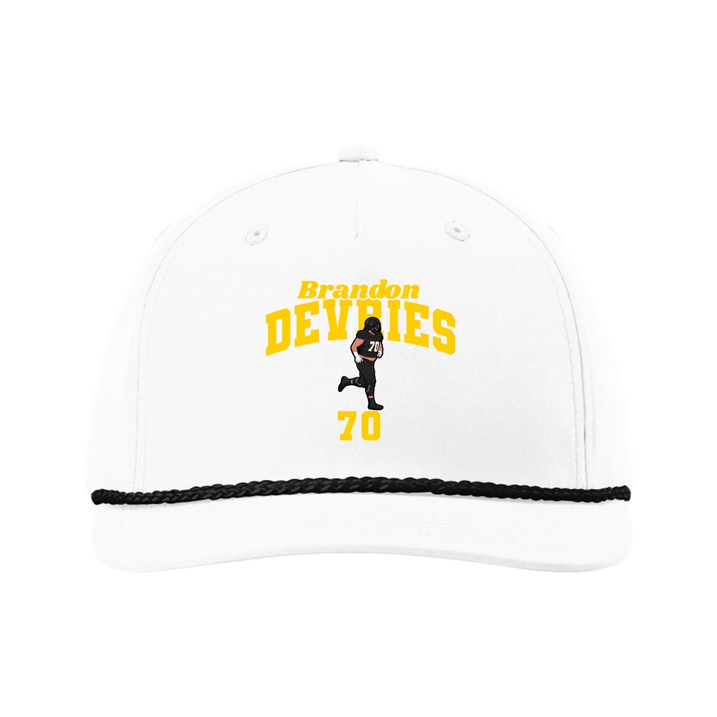 Five-Panel Classic Rope Cap — Signature Arch in White