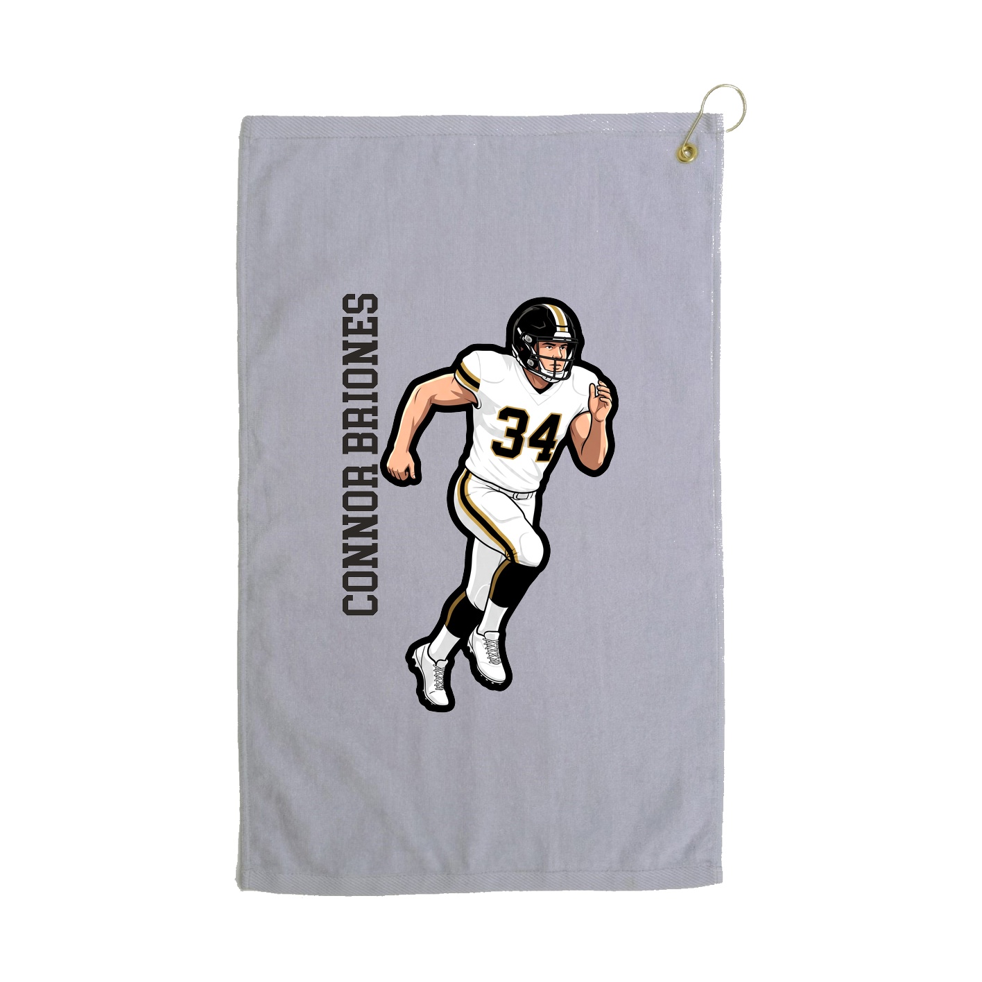 Golf Towel — Name Vertical in Grey