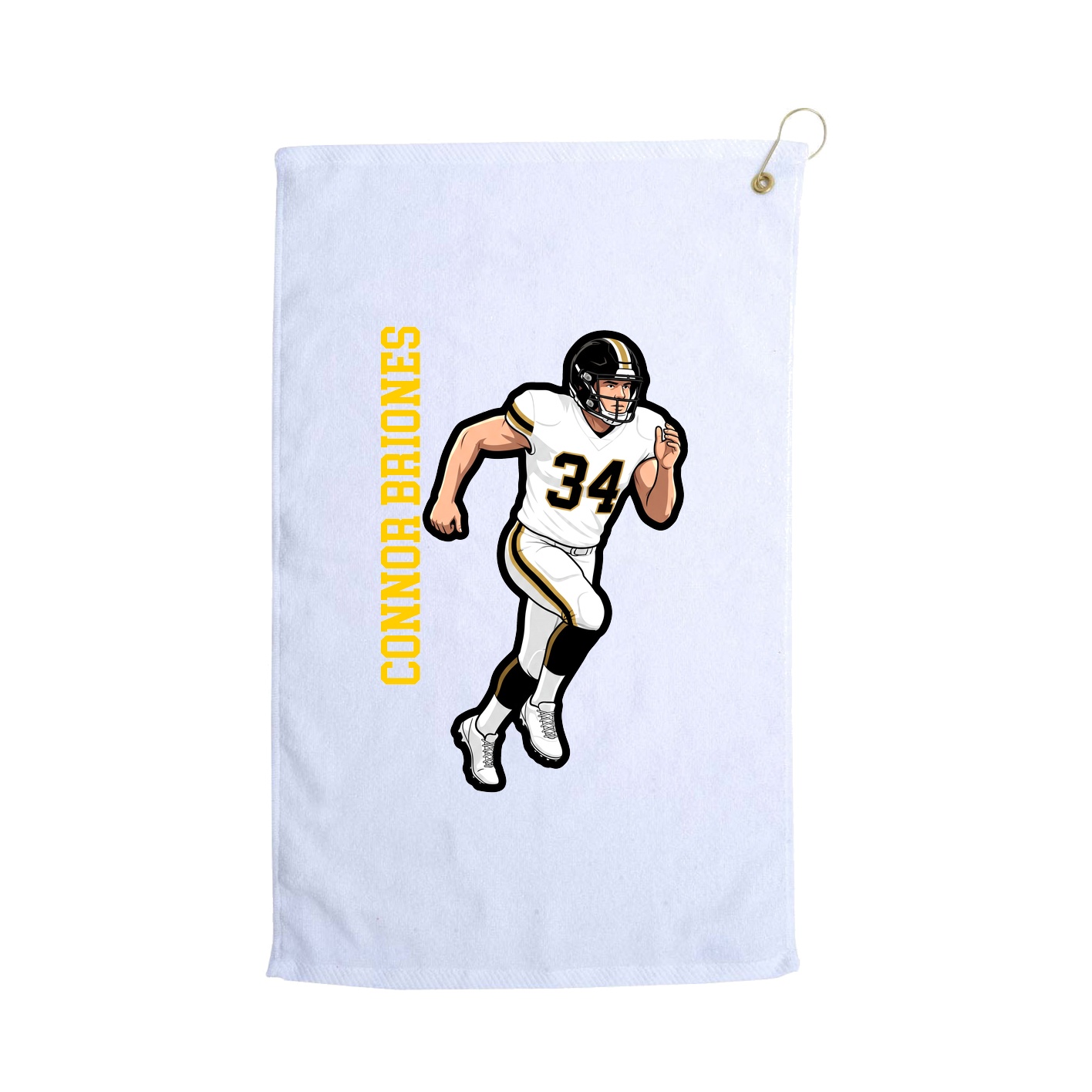 Golf Towel — Name Vertical in White