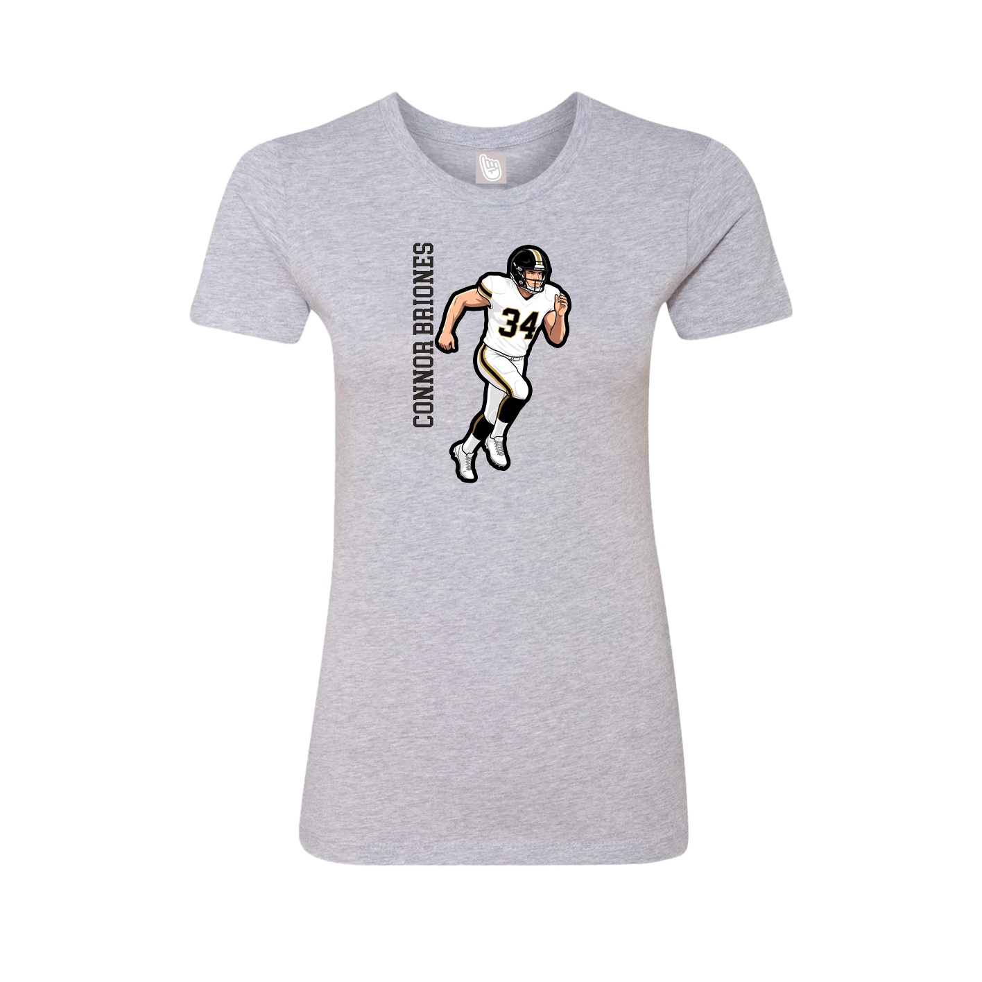 Fitted Women's Tee — Name Vertical in Grey