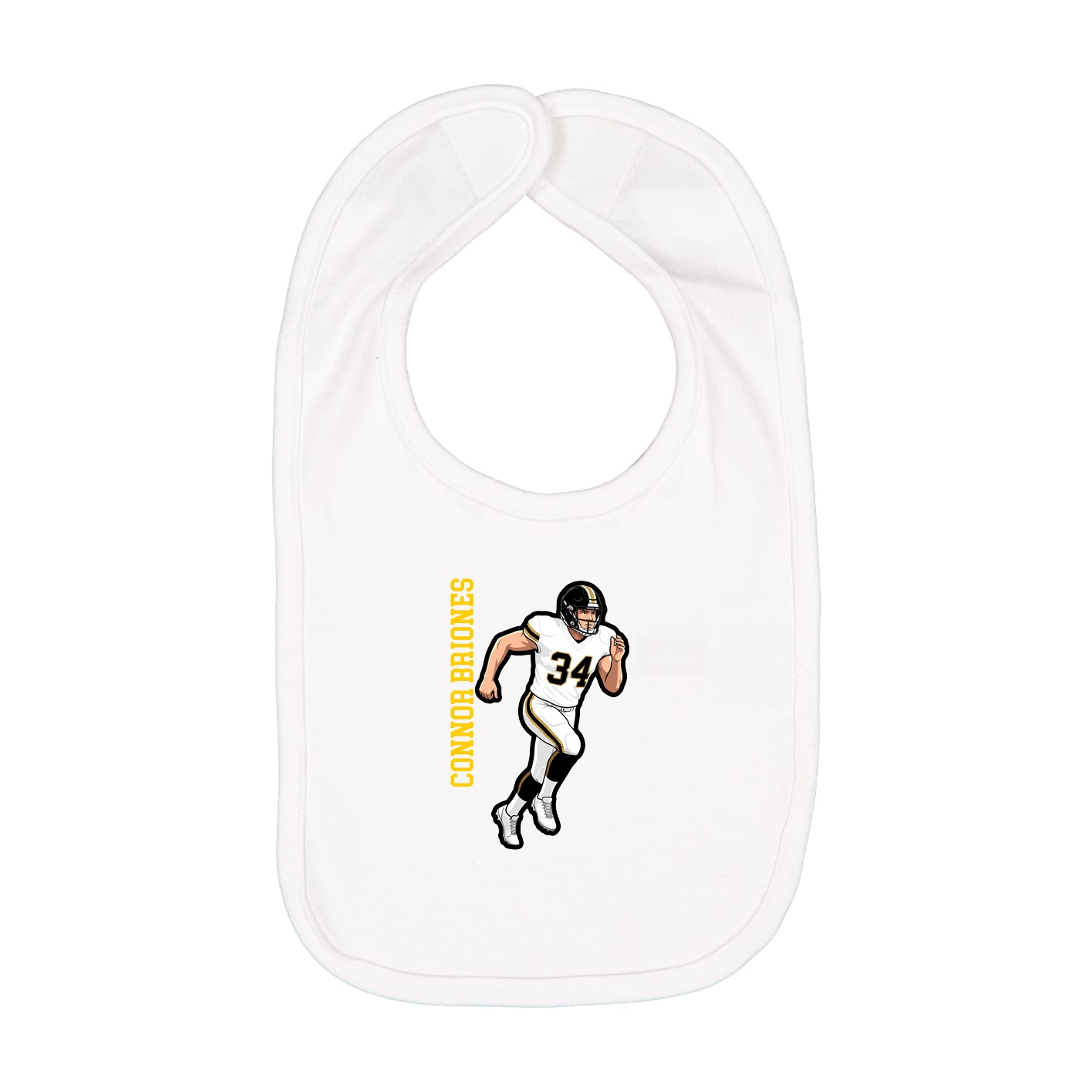 Infant Bib — Name Vertical in White