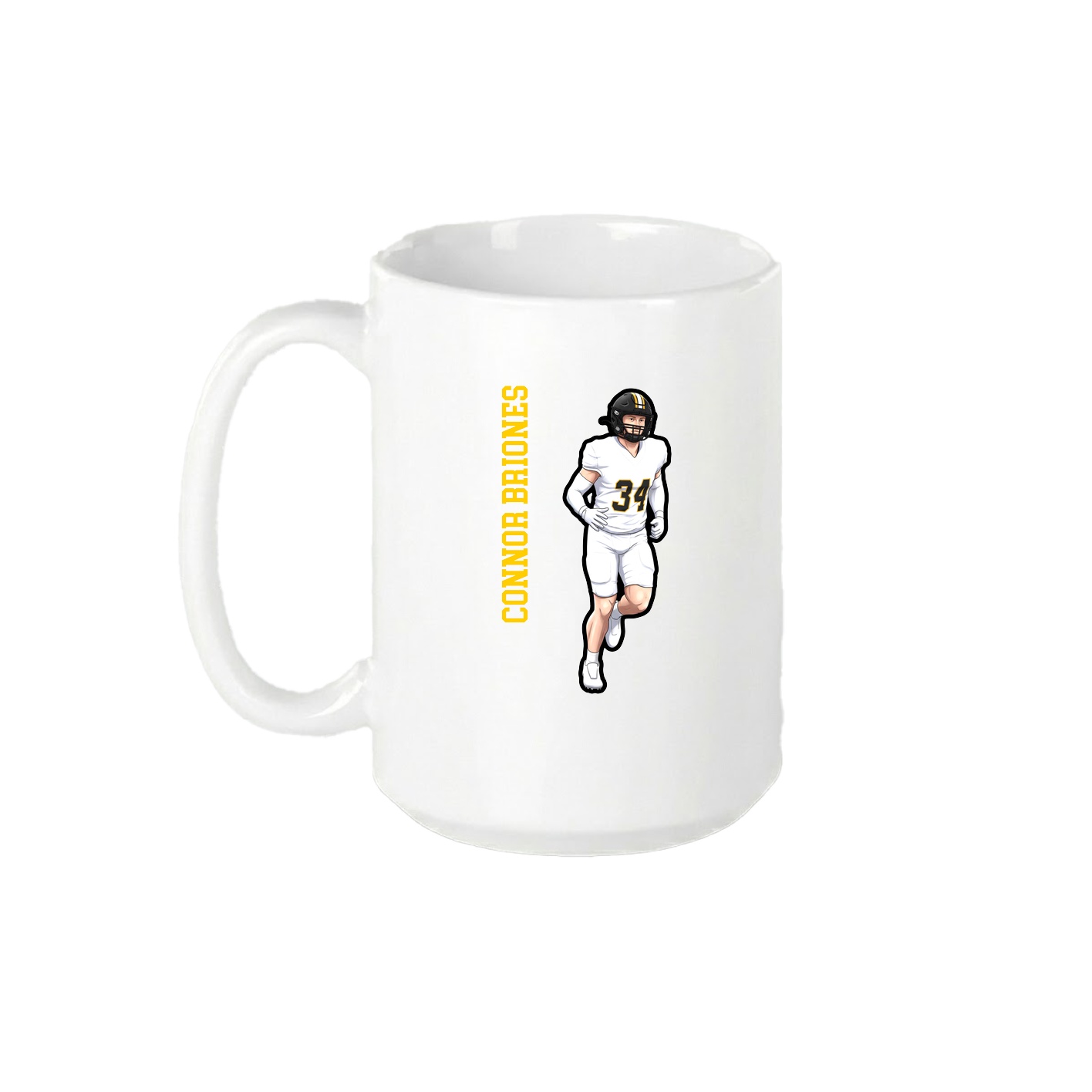 15oz Coffee Mug — Name Vertical in White