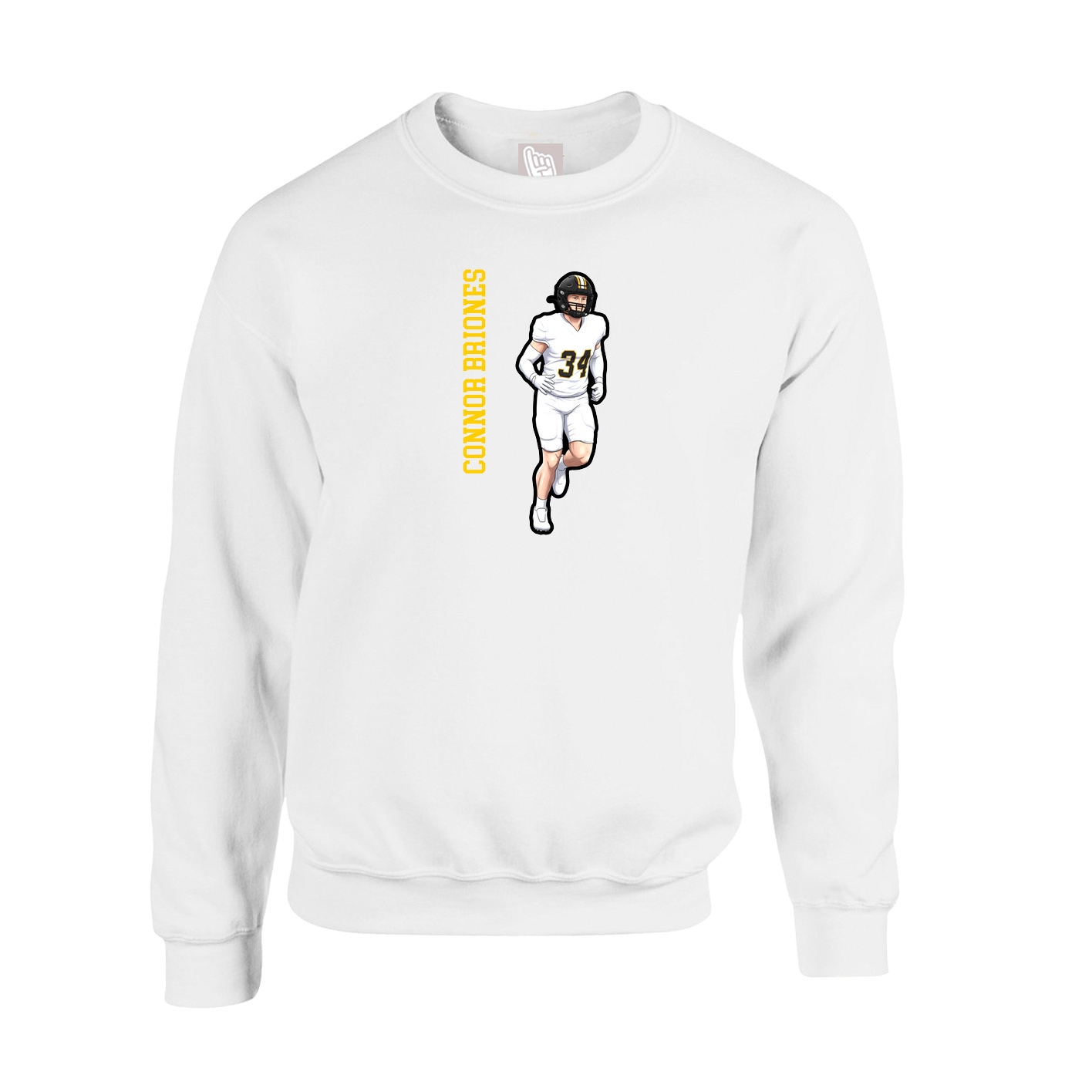 Fleece Crew — Name Vertical in White