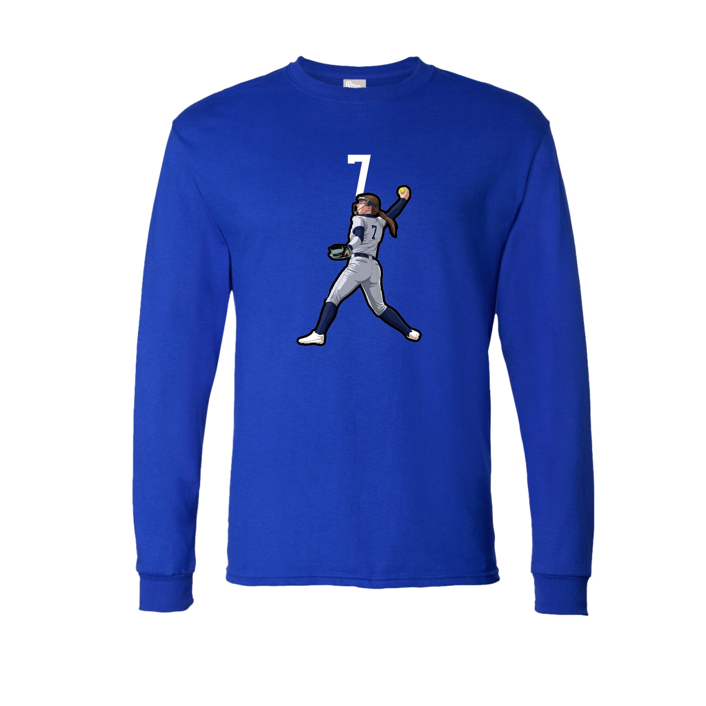 Long Sleeve Tee — Number Top in Royal