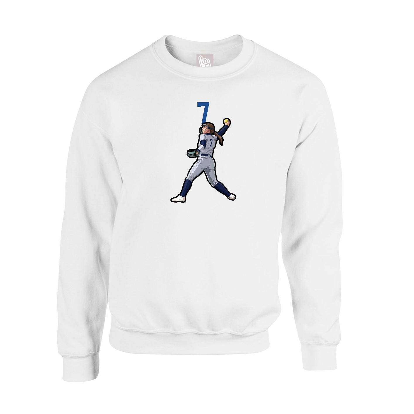 Fleece Crew — Number Top in White