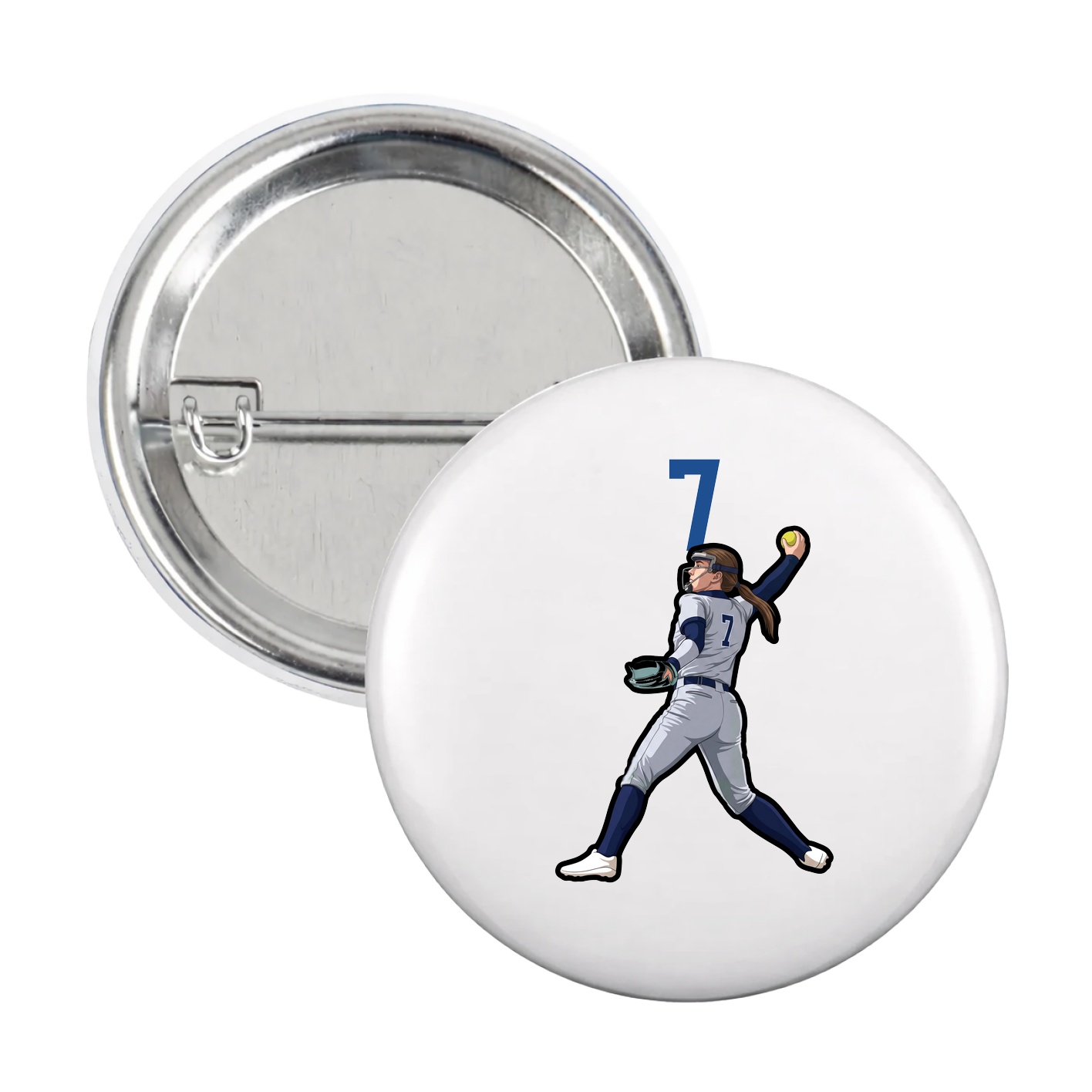Game Day Button — Number Top in White
