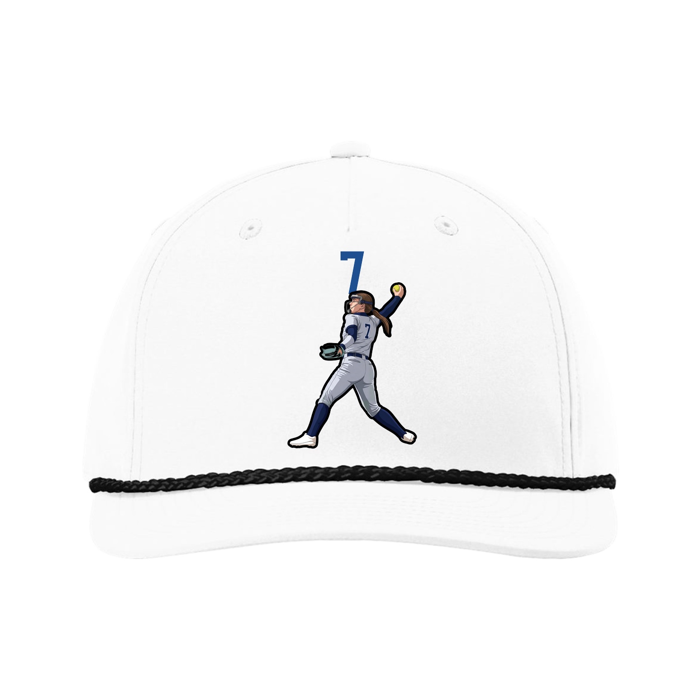 Five-Panel Classic Rope Cap — Number Top in White