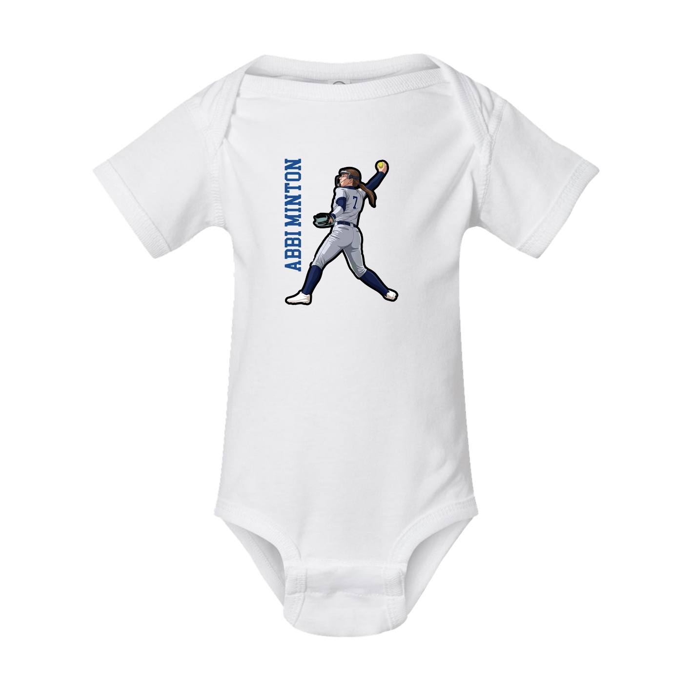 Baby Onesie — Name Vertical in White