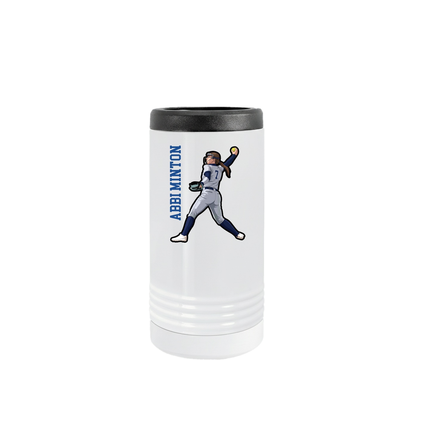 Slim Beverage Holder — Name Vertical in White
