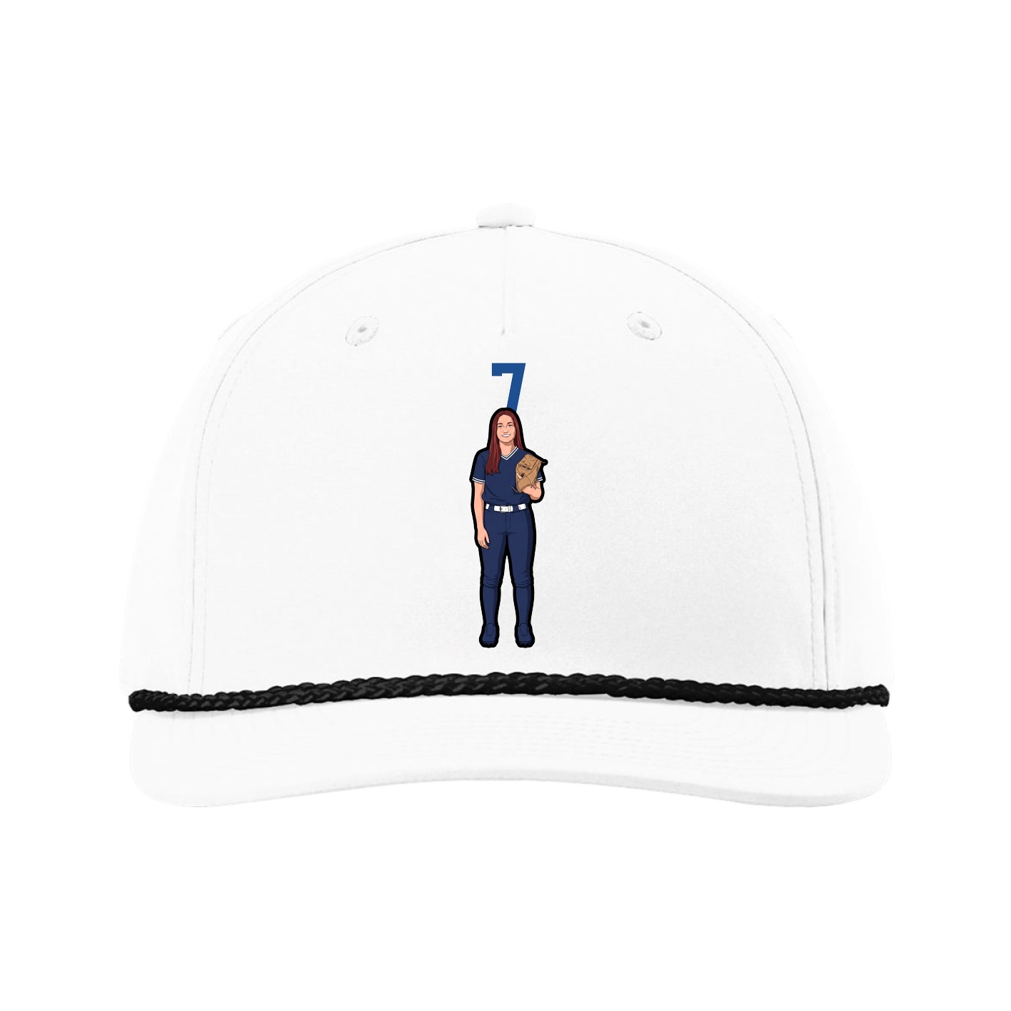 Five-Panel Classic Rope Cap — Number Top in White