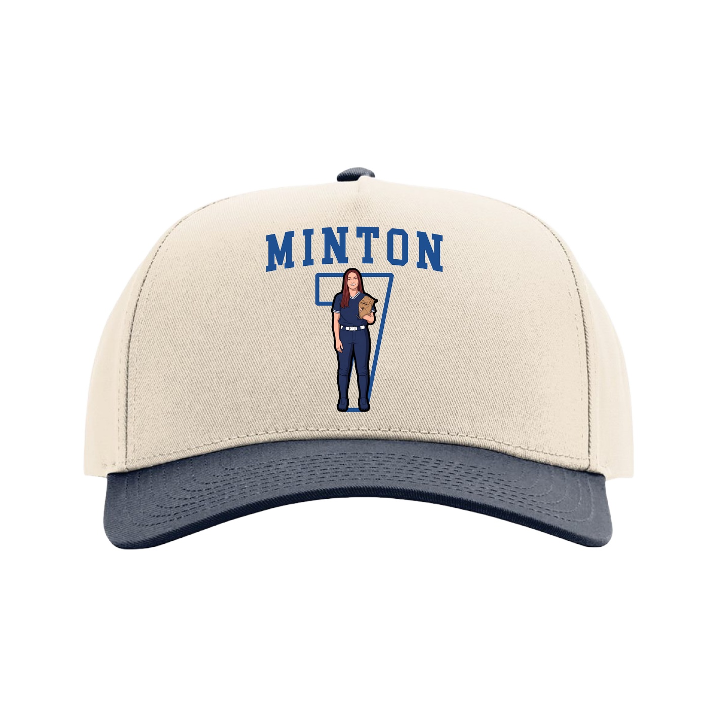 Full Fabric Five-Panel Champ Cap — Shirsey in Cream/Navy