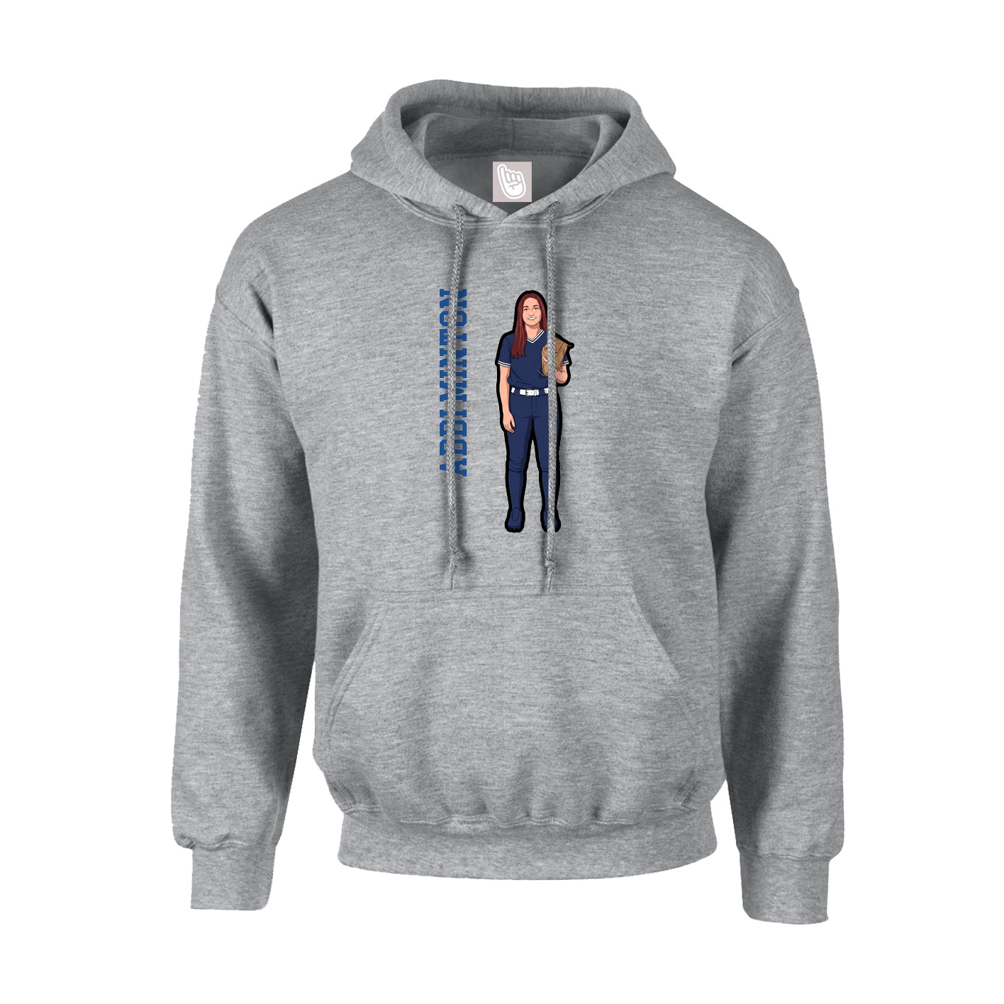 Hoodie — Name Vertical in Grey