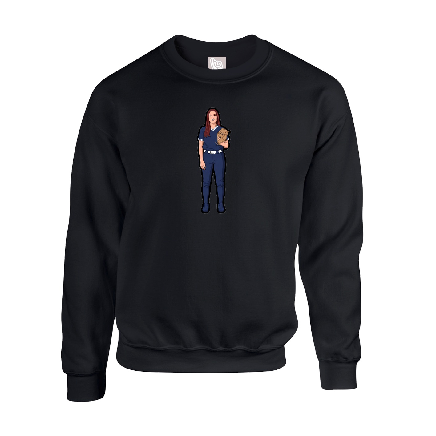 Fleece Crew — Name Vertical in Black