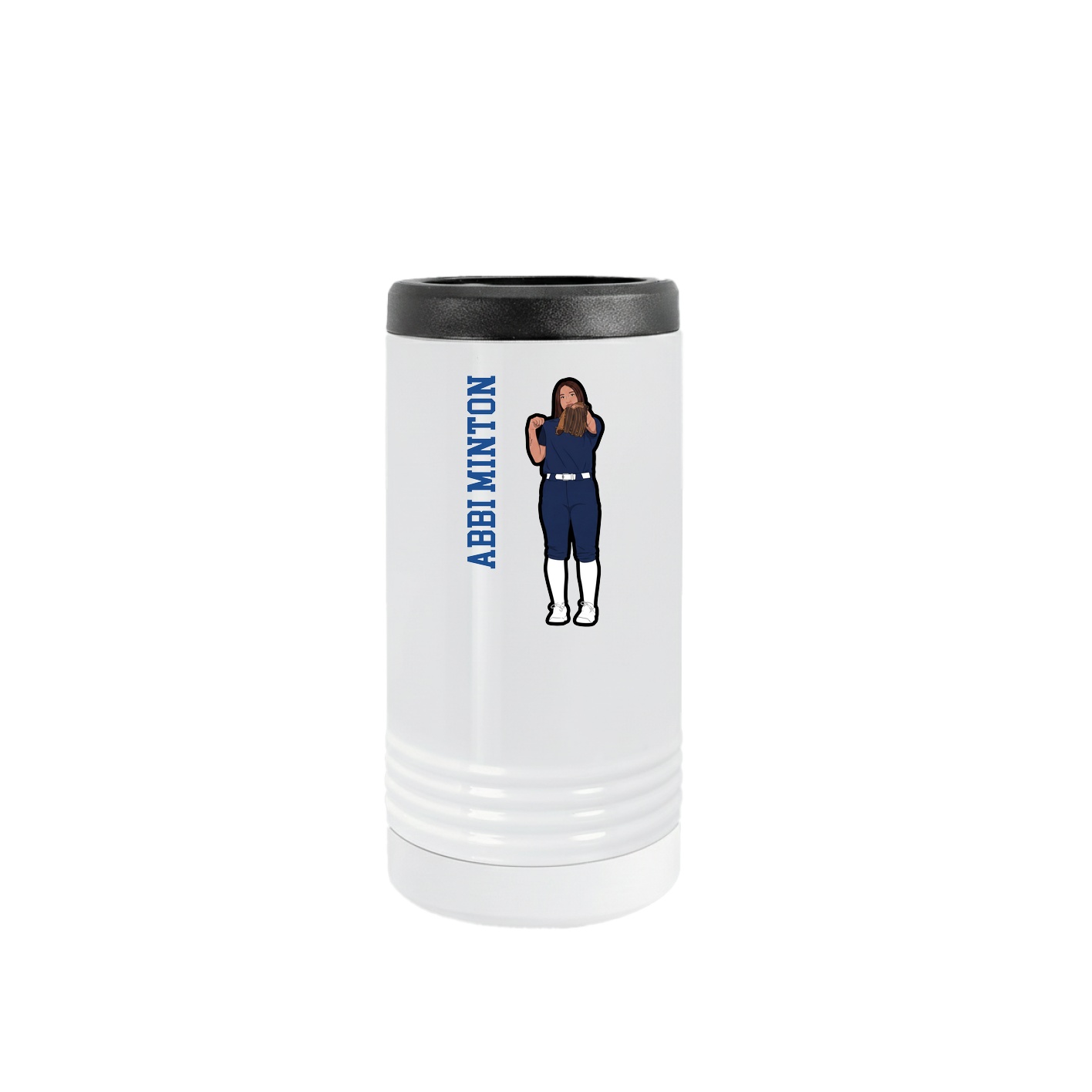 Slim Beverage Holder — Name Vertical in White