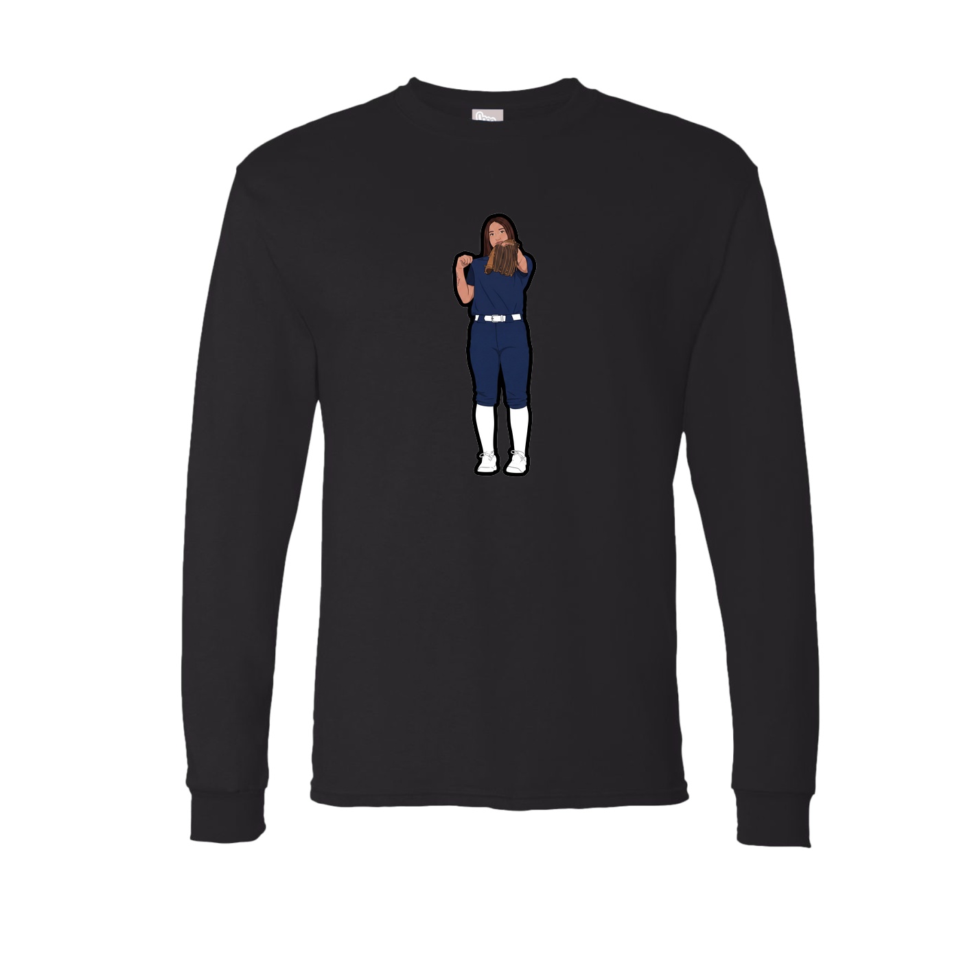 Long Sleeve Tee — Name Vertical in Black