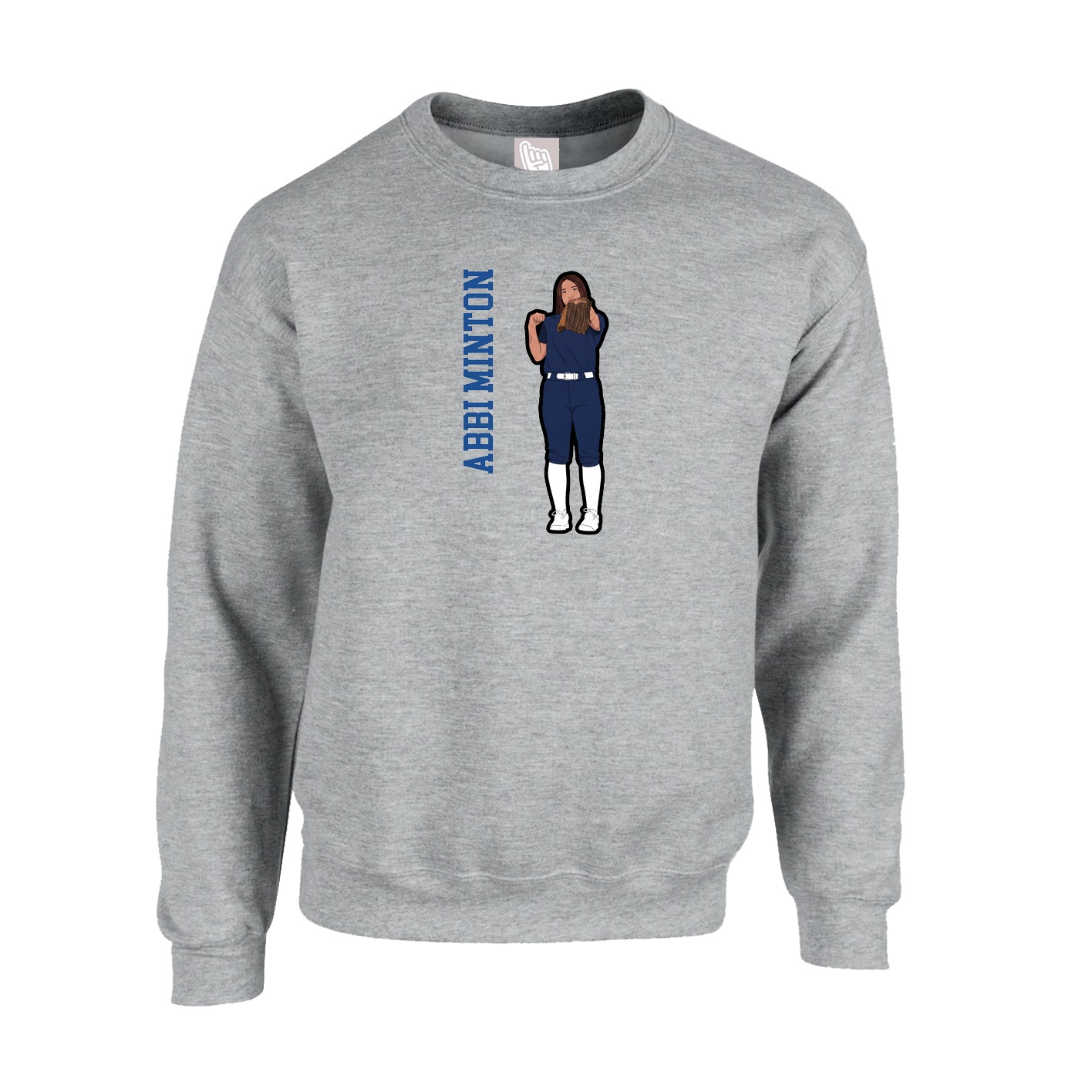 Fleece Crew — Name Vertical in Grey