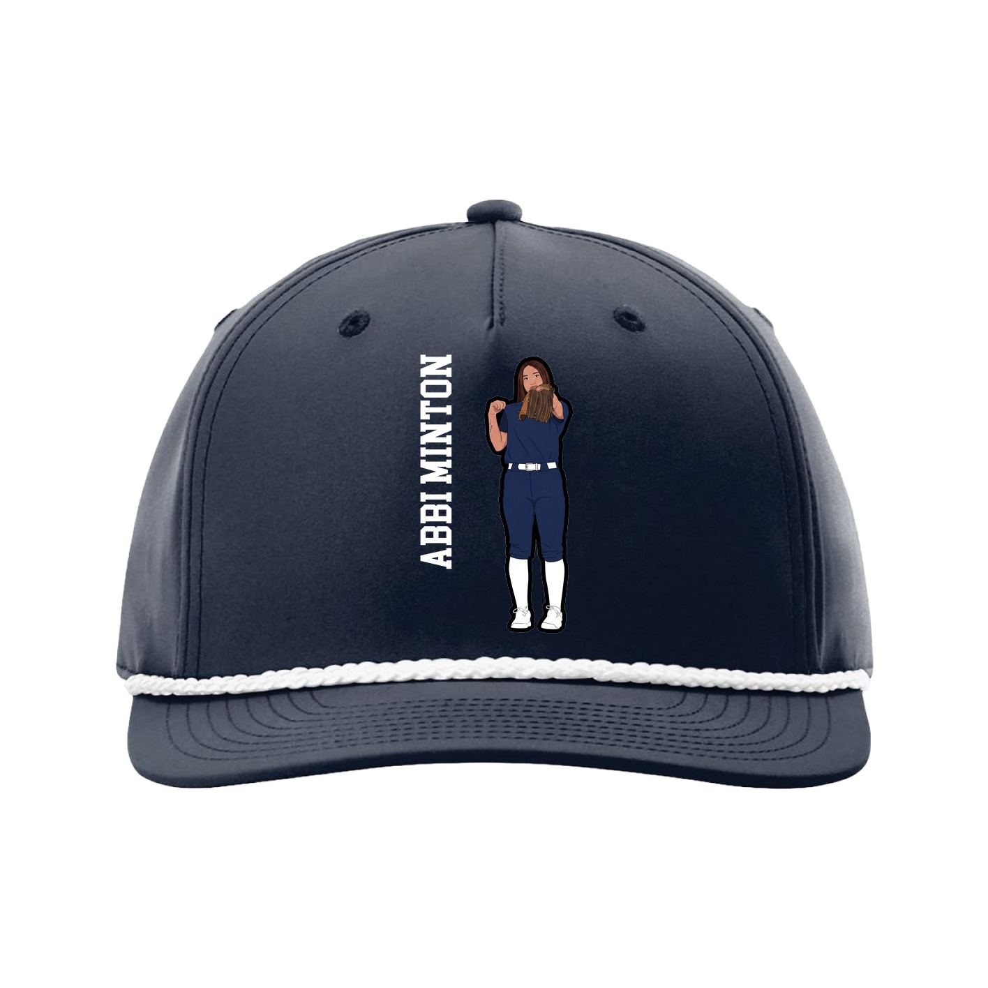 Five-Panel Classic Rope Cap — Name Vertical in Navy