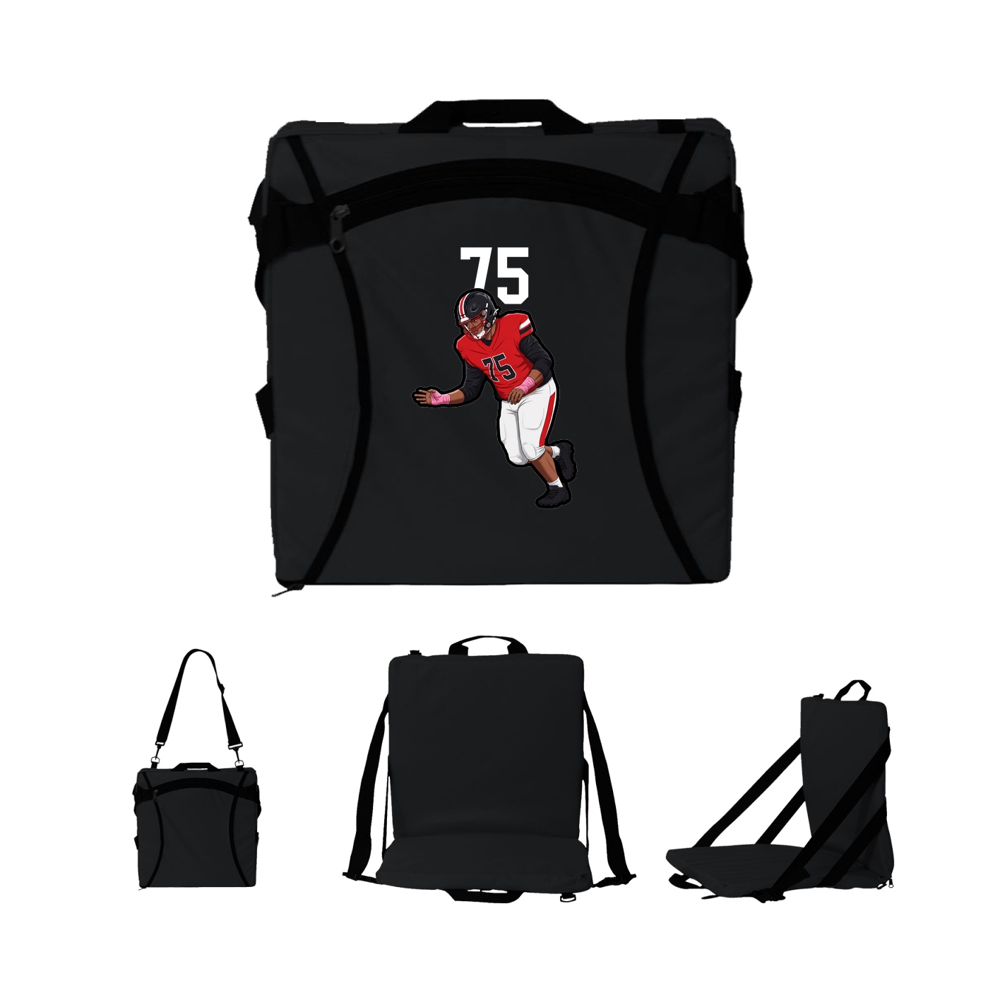 Folding Stadium Seat — Number Top in Black