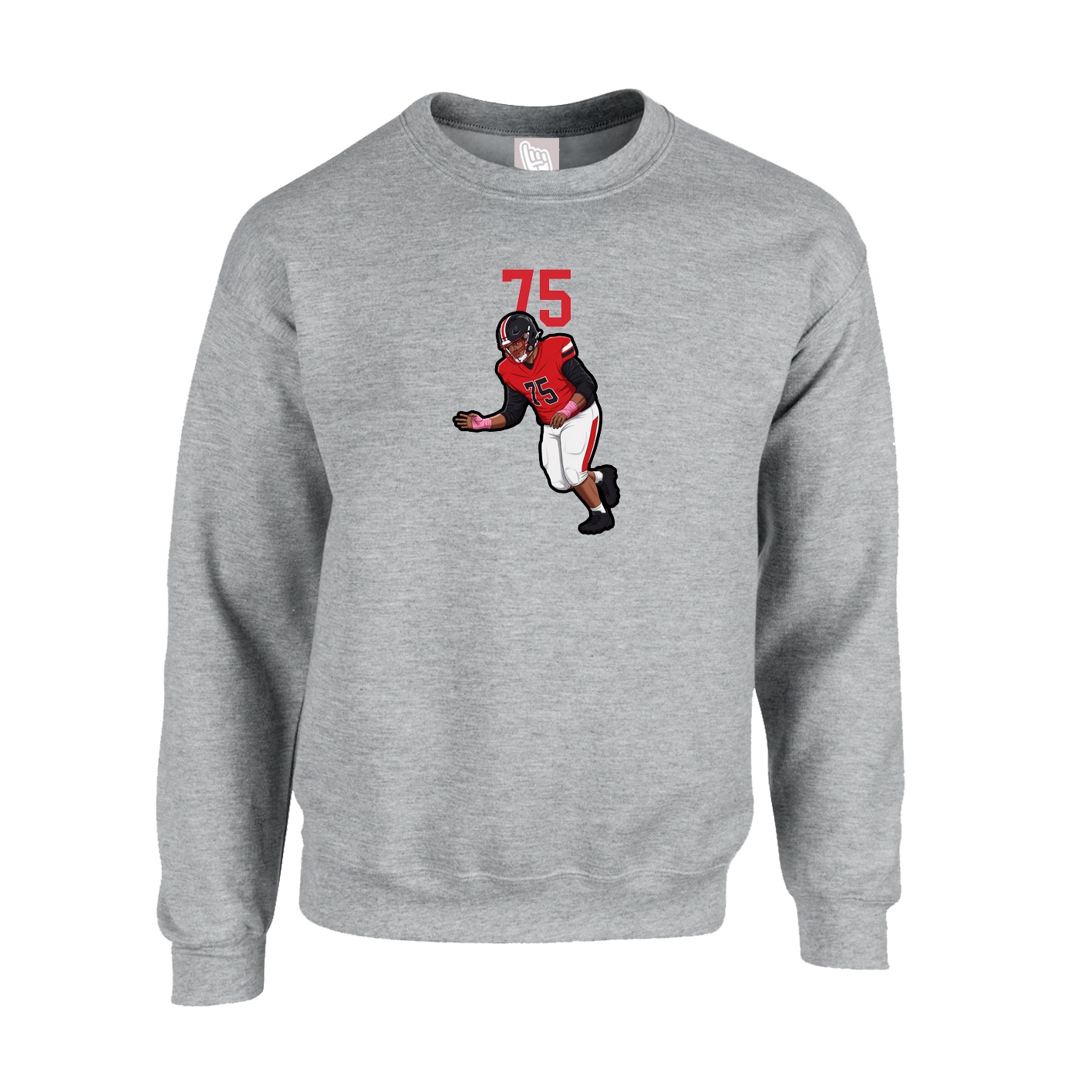 Fleece Crew — Number Top in Grey