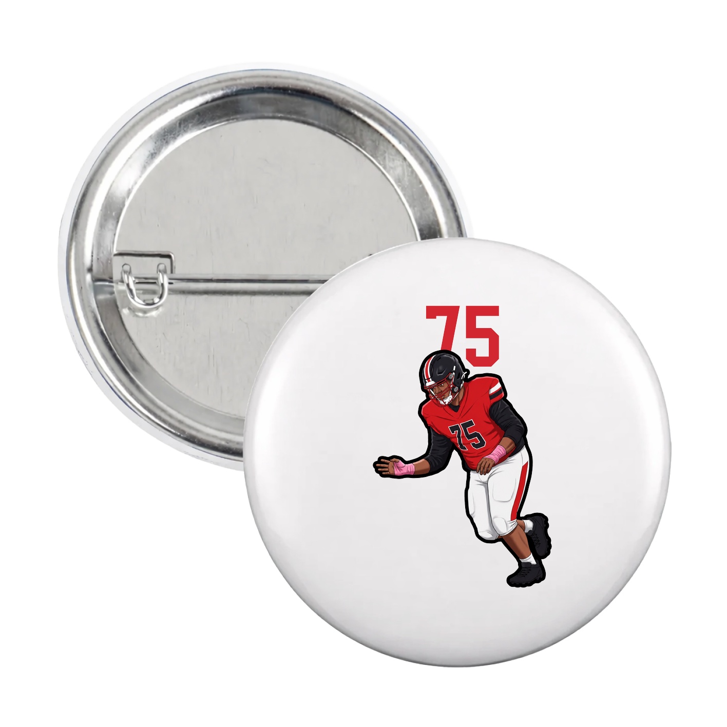 Game Day Button — Number Top in White
