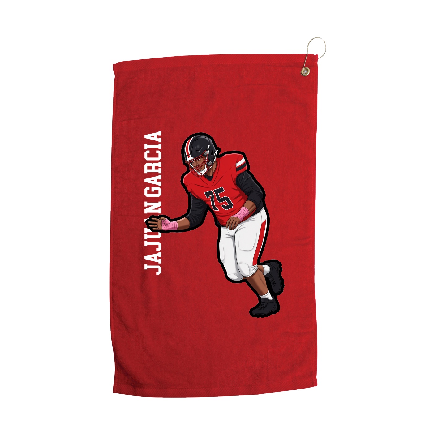 Golf Towel — Name Vertical in Red