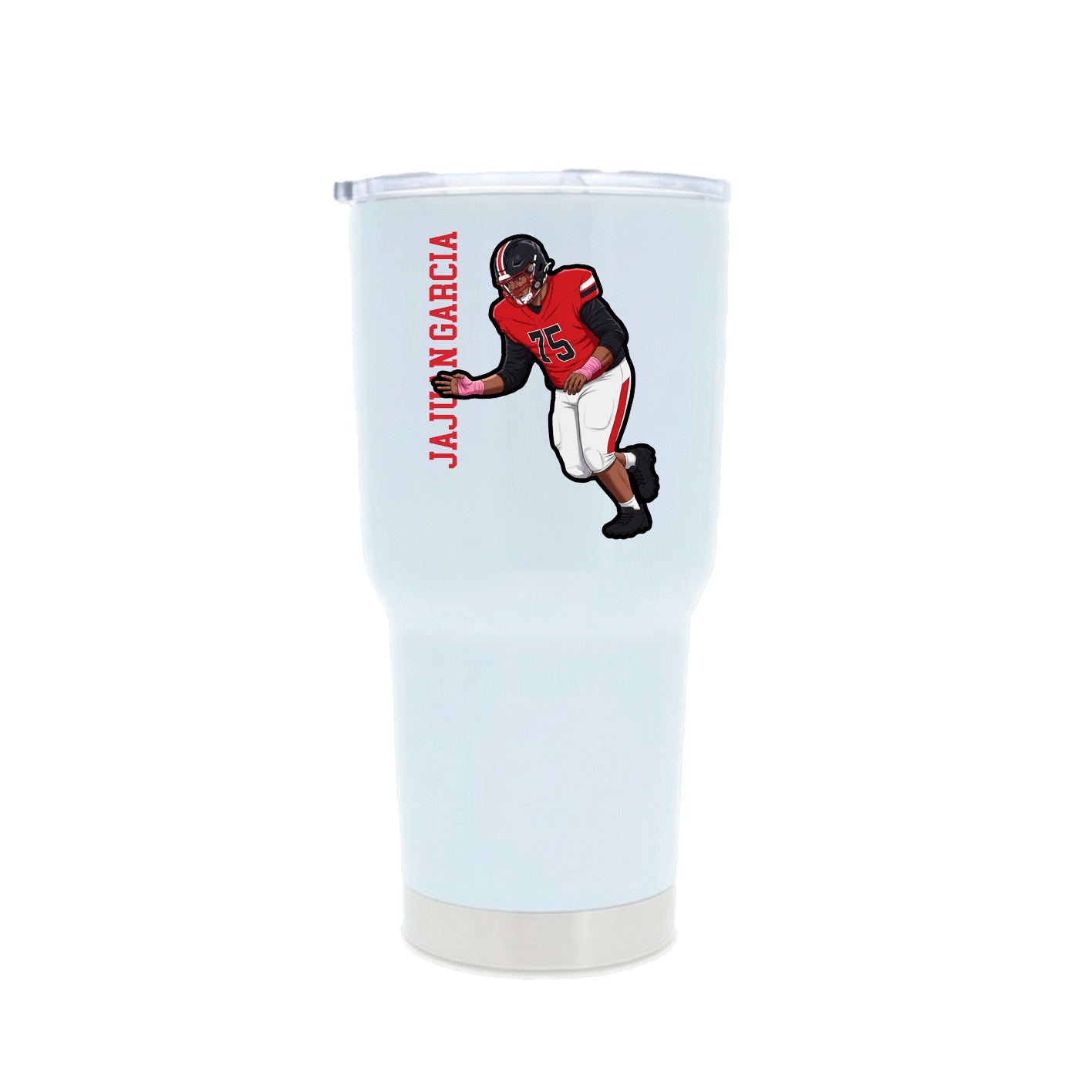 30oz Stainless Steel Tumbler — Name Vertical in White