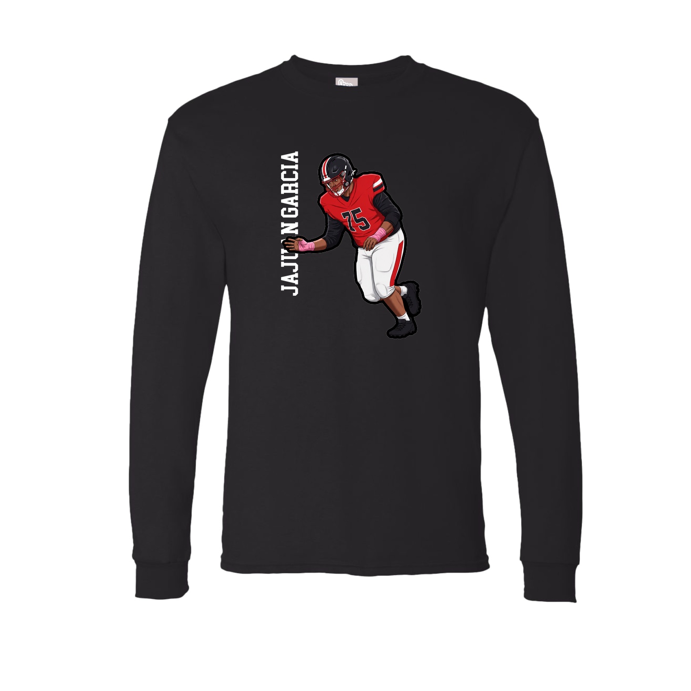 Long Sleeve Tee — Name Vertical in Black