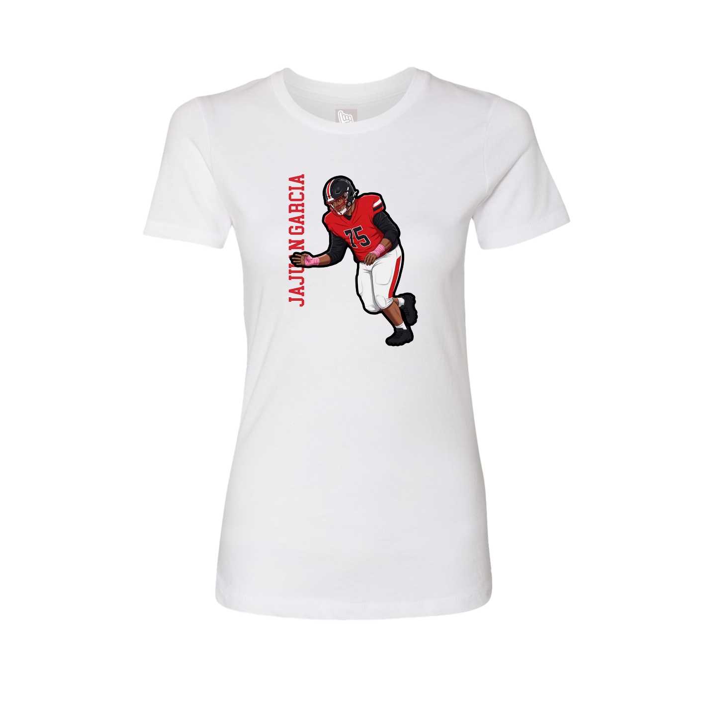 Fitted Women's Tee — Name Vertical in White