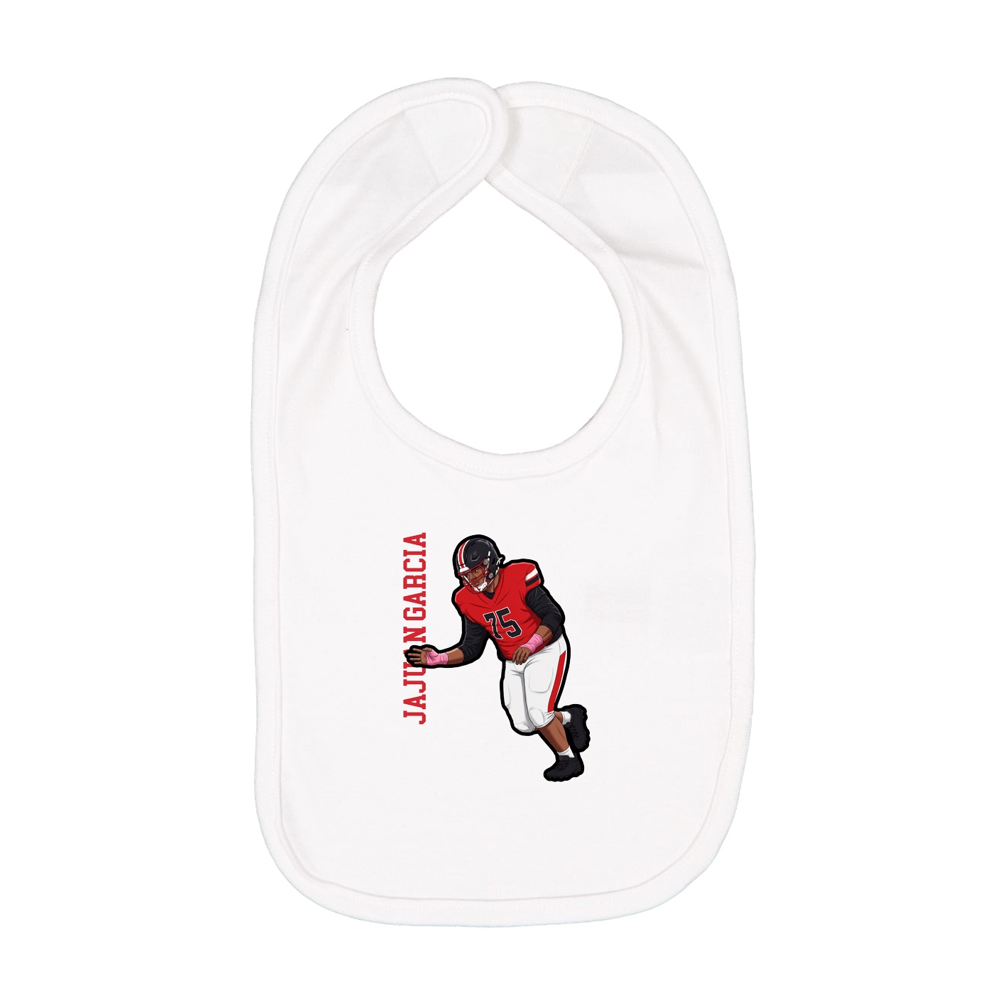 Infant Bib — Name Vertical in White