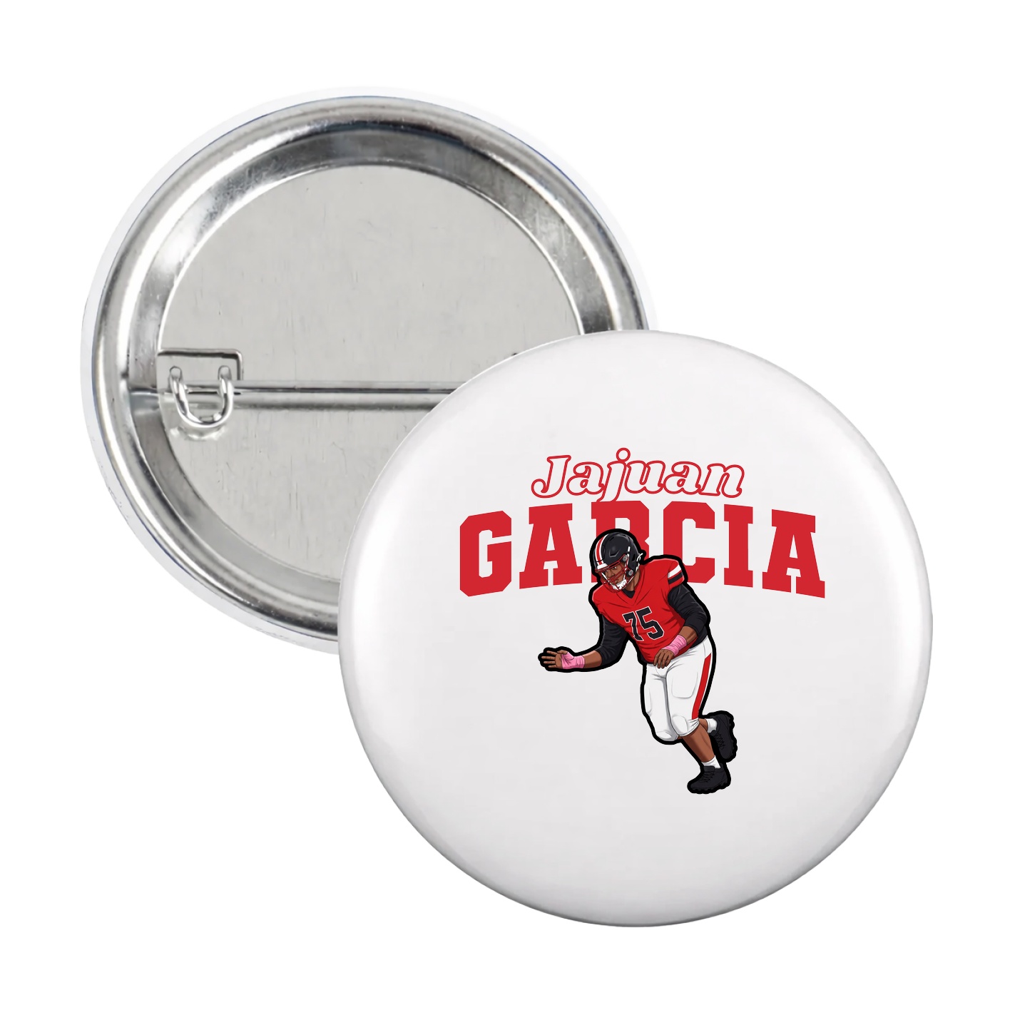 Game Day Button — Name Arch in White