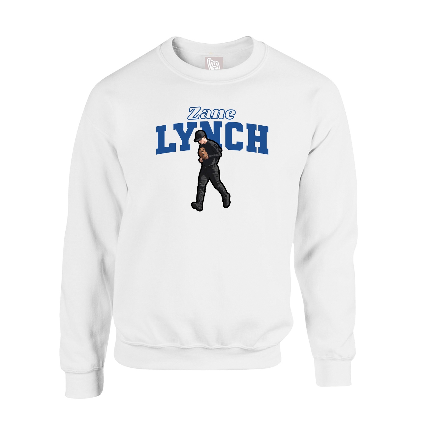 Fleece Crew — Name Arch in White