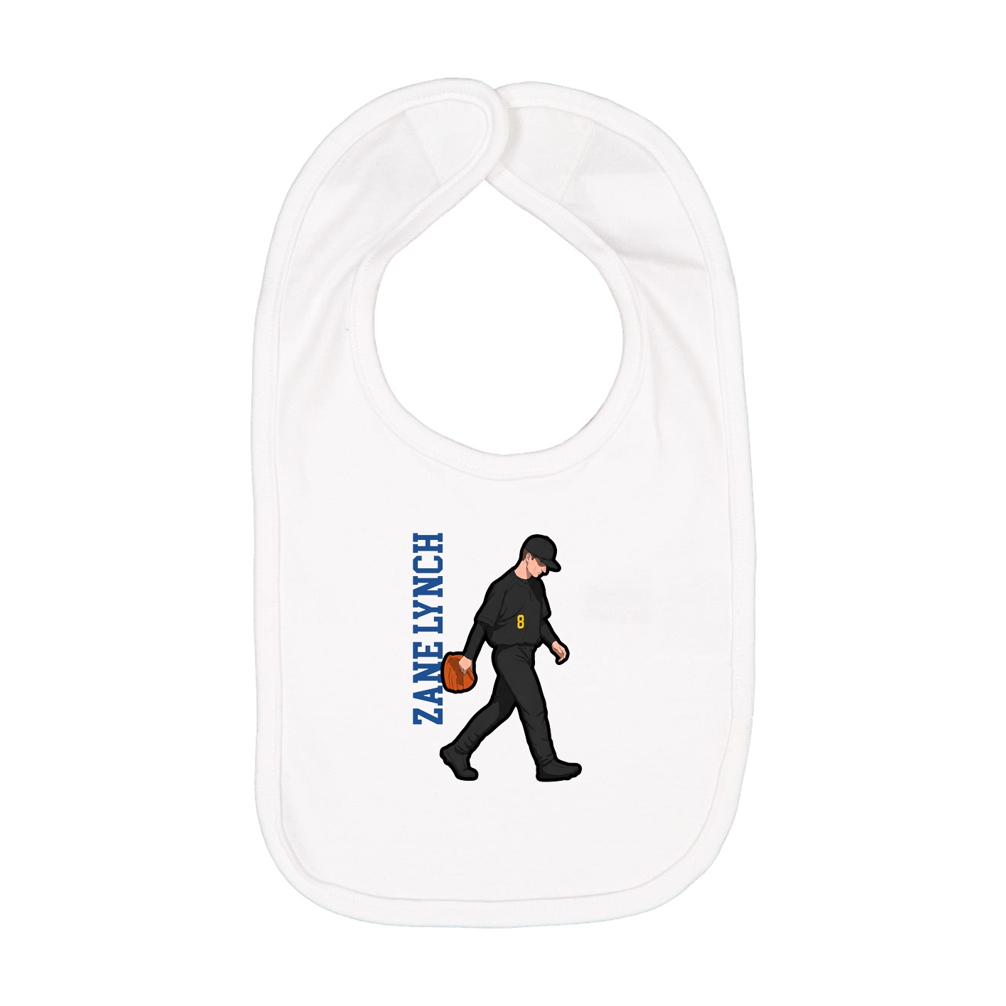 Infant Bib — Name Vertical in White
