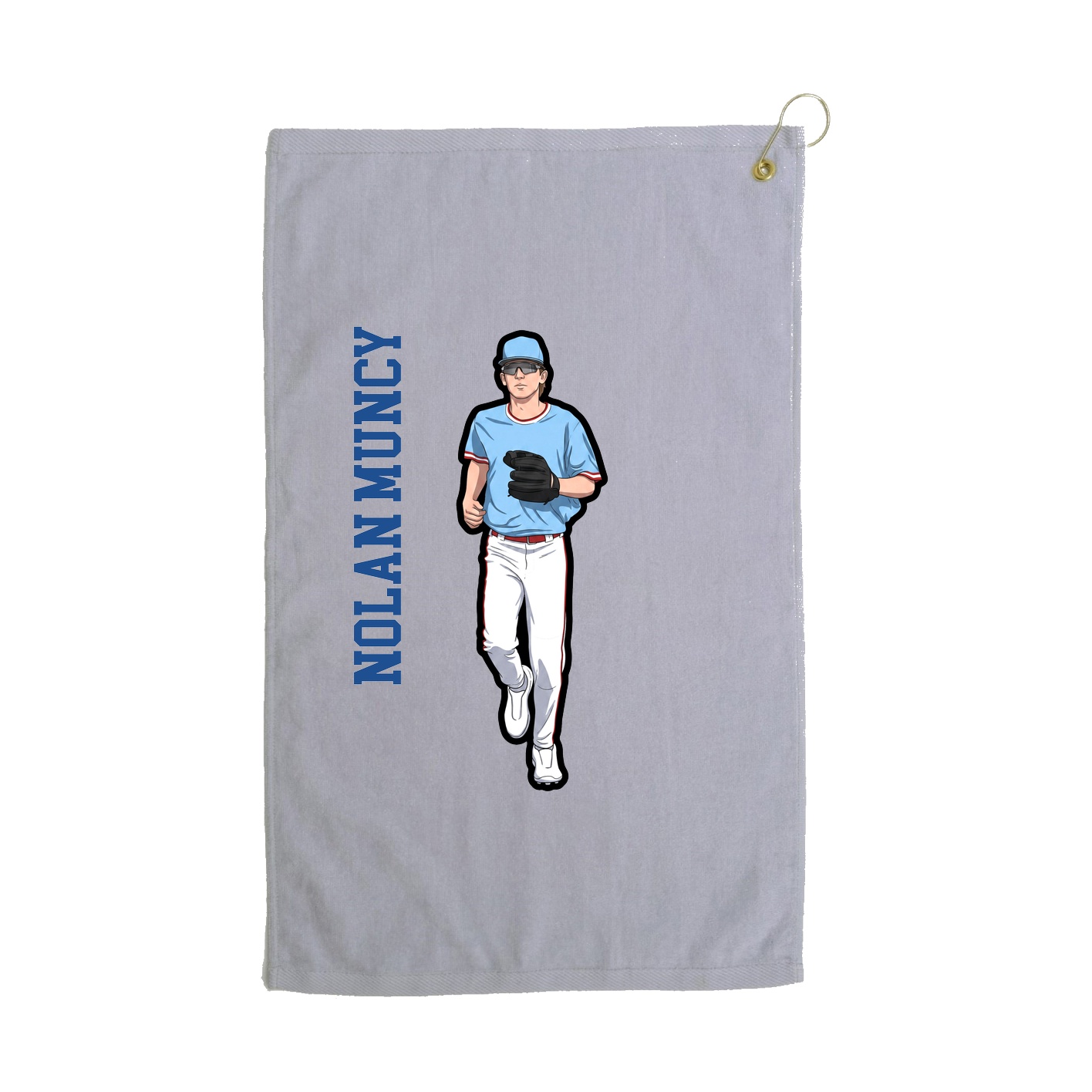 Golf Towel — Name Vertical in Grey