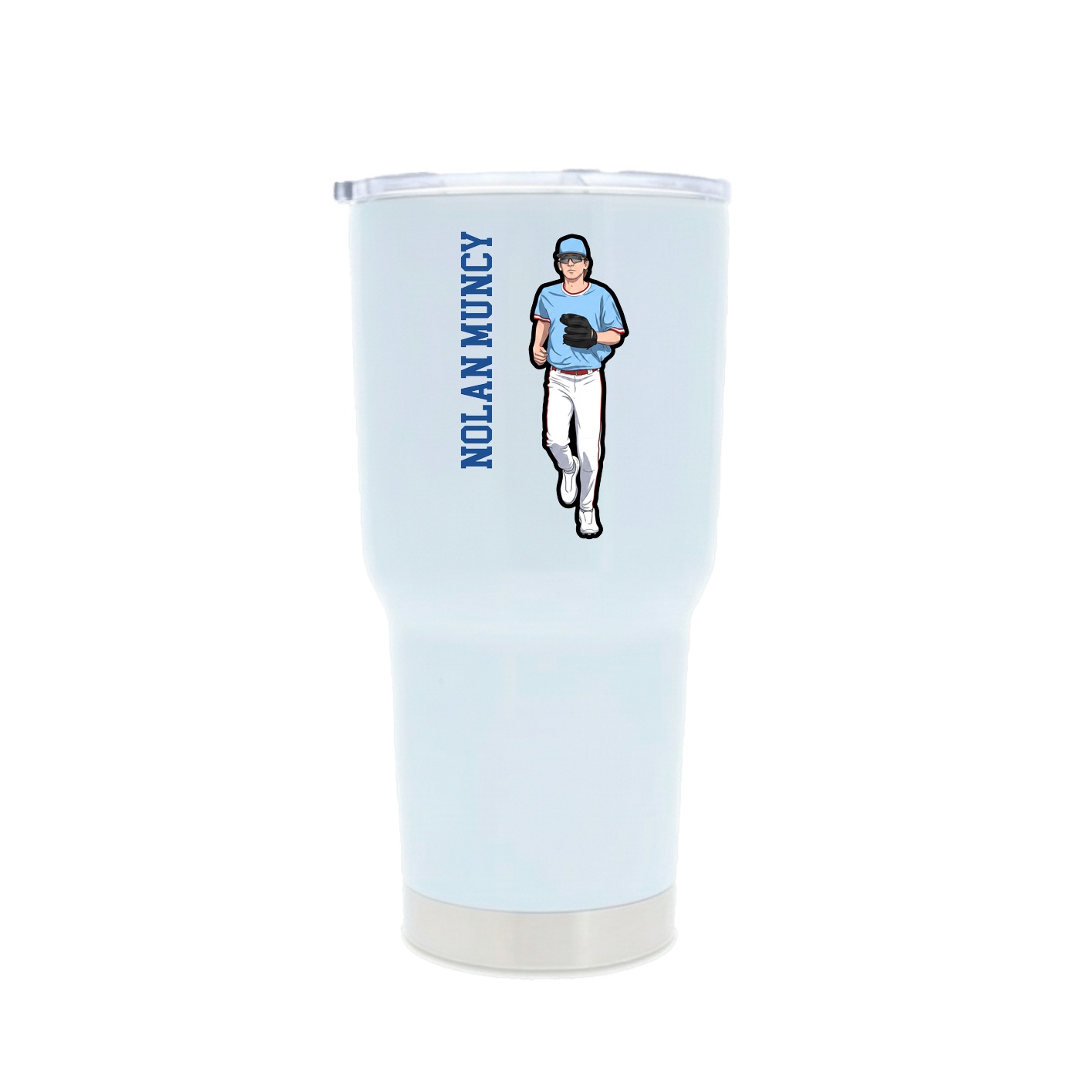 30oz Stainless Steel Tumbler — Name Vertical in White