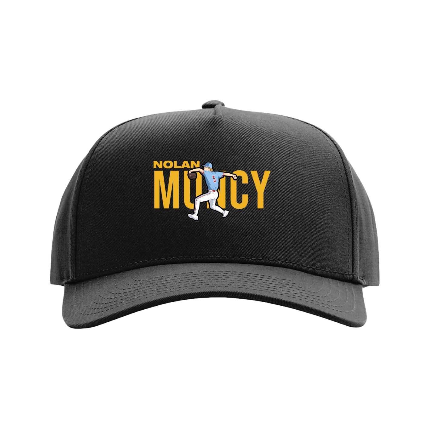 Full Fabric Five-Panel Champ Cap — Player Name in Black