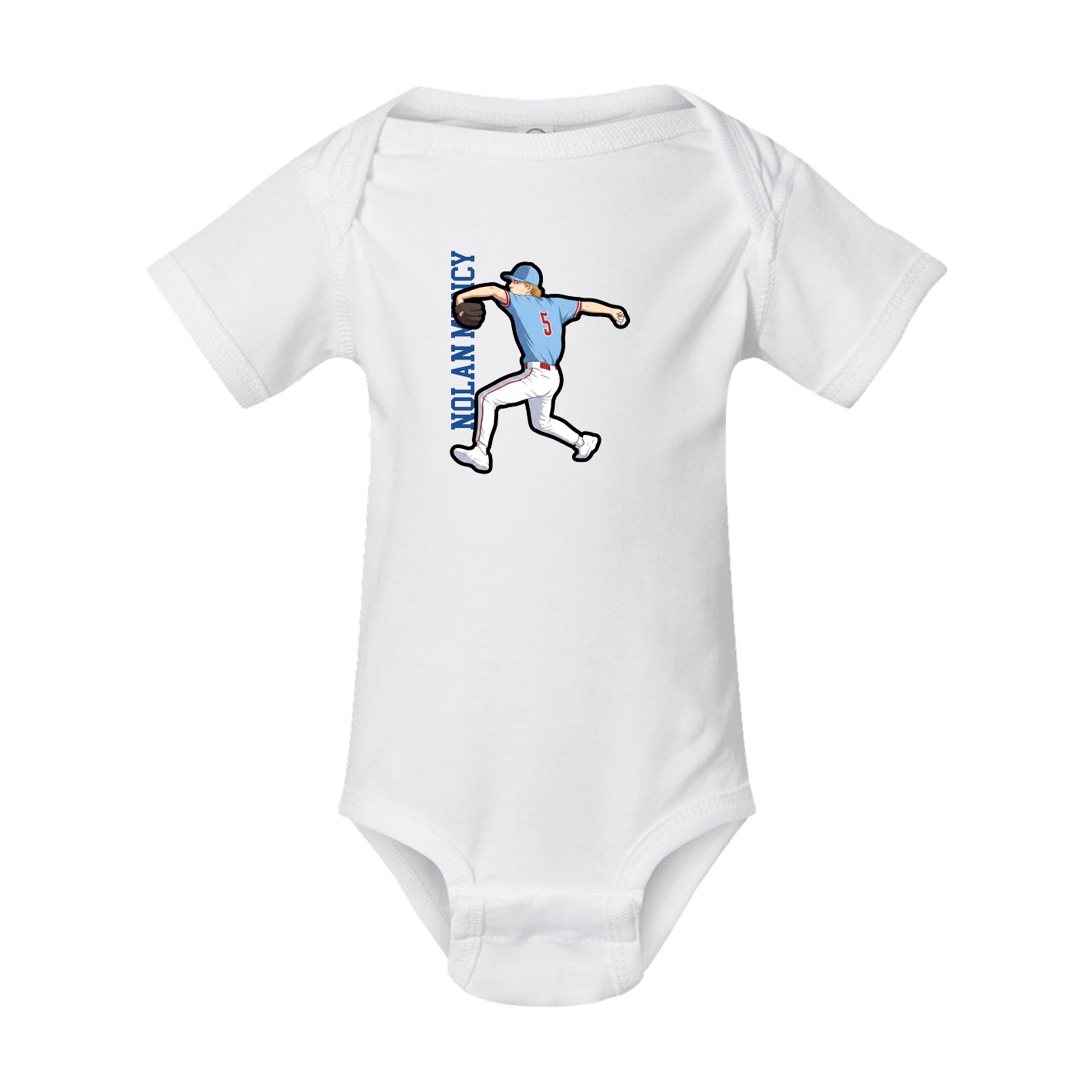 Baby Onesie — Name Vertical in White