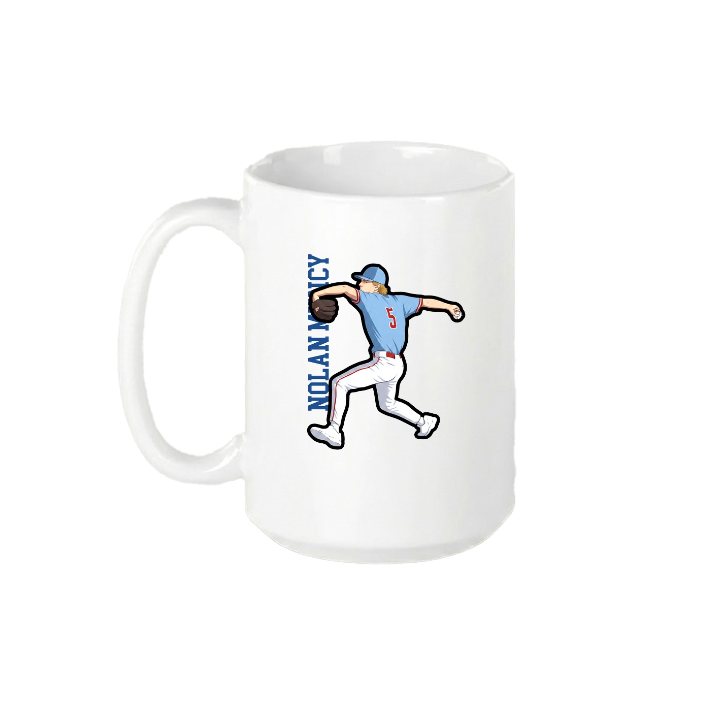 15oz Coffee Mug — Name Vertical in White