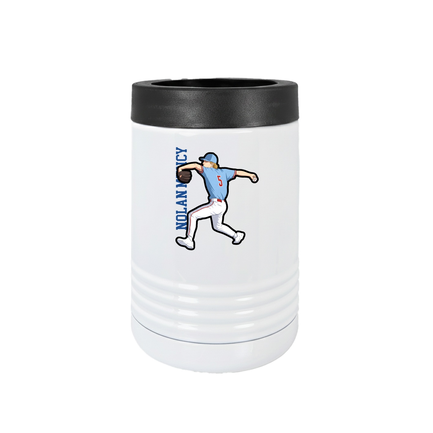 Beverage Holder — Name Vertical in White