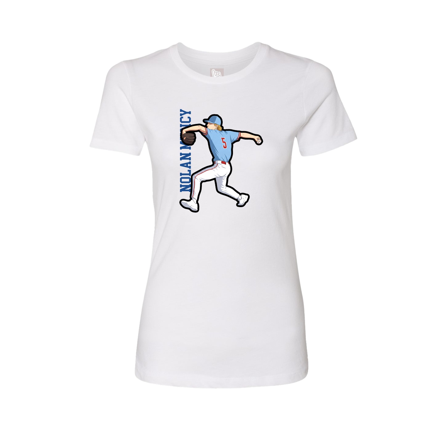 Fitted Women's Tee — Name Vertical in White