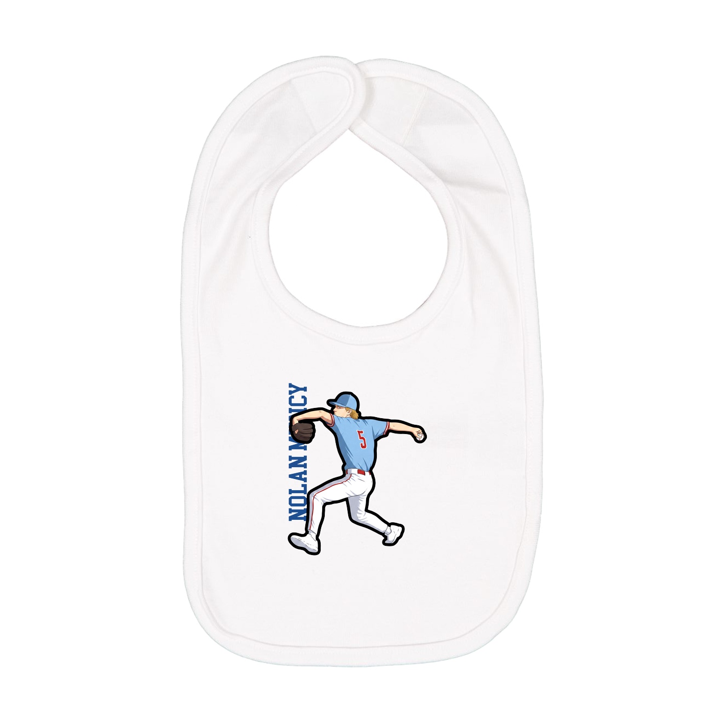 Infant Bib — Name Vertical in White