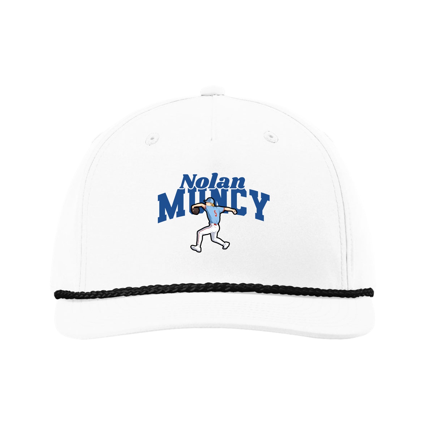 Five-Panel Classic Rope Cap — Signature Arch in White