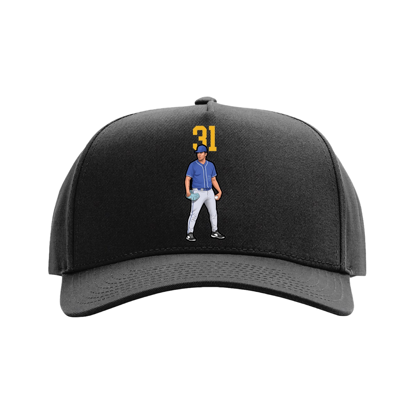 Full Fabric Five-Panel Champ Cap — Number Top in Black