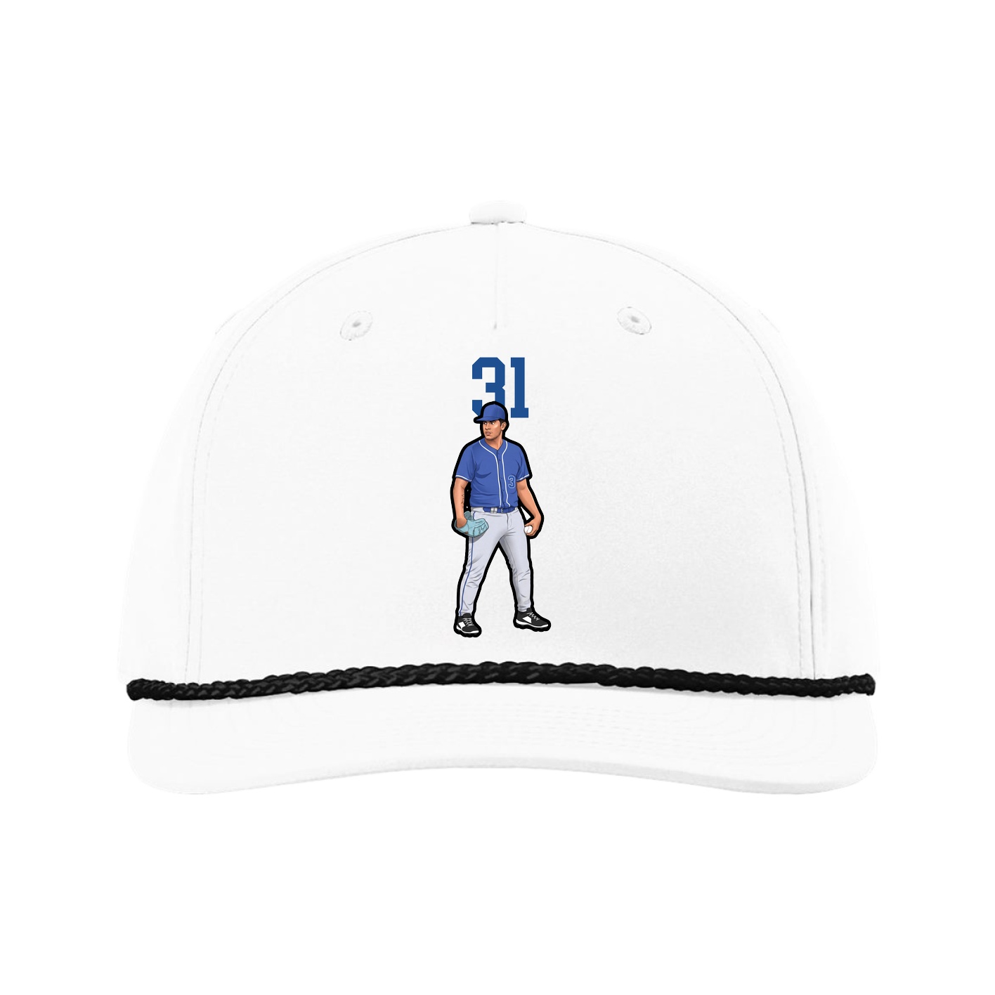 Five-Panel Classic Rope Cap — Number Top in White